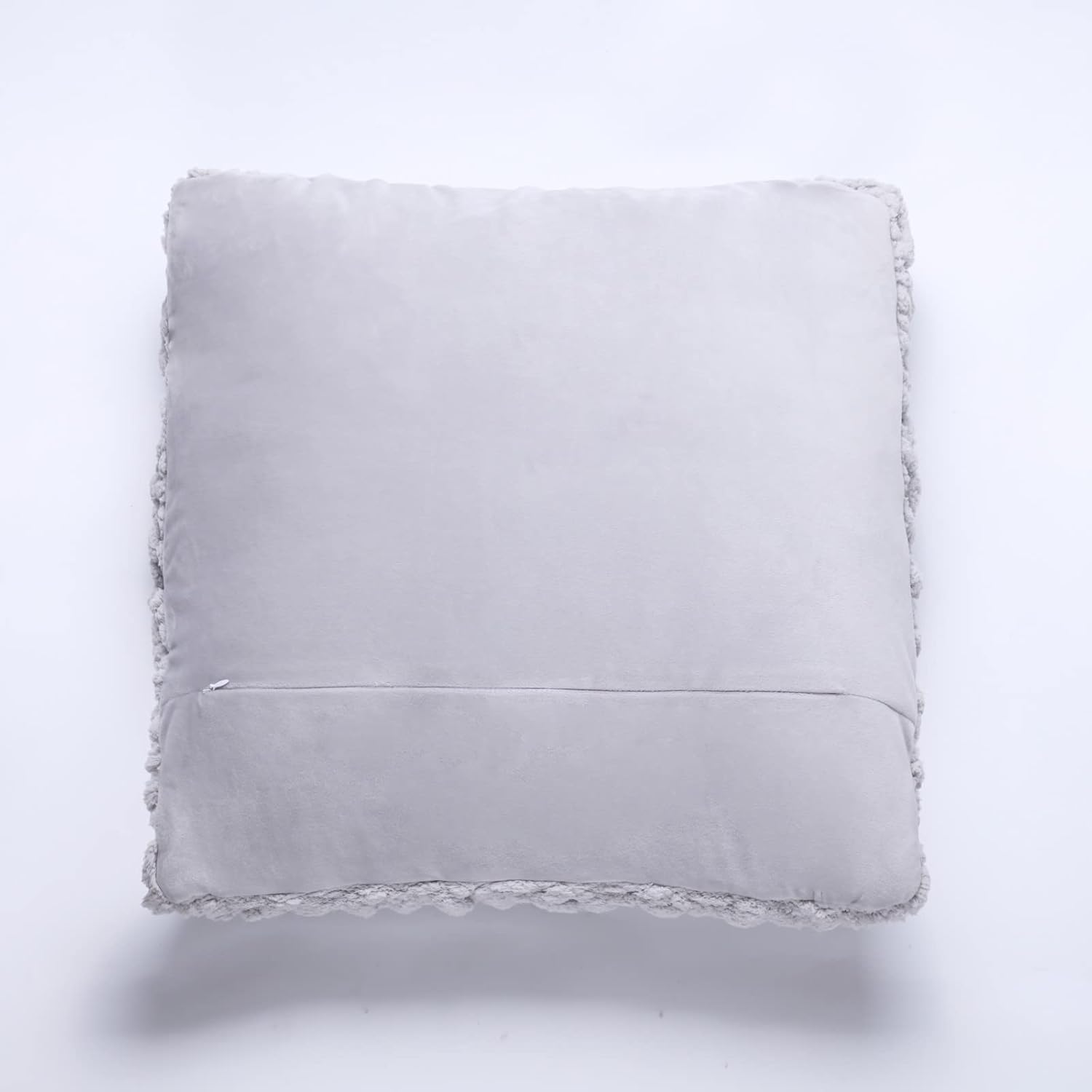 Grey Chunky Knit Throw Pillow Covers 1PC 18"×18" Square Luxury Style Crochet Pillow Case Fur Pillowcases Decorative Pillow Shell for Sofa Bedroom Cushion