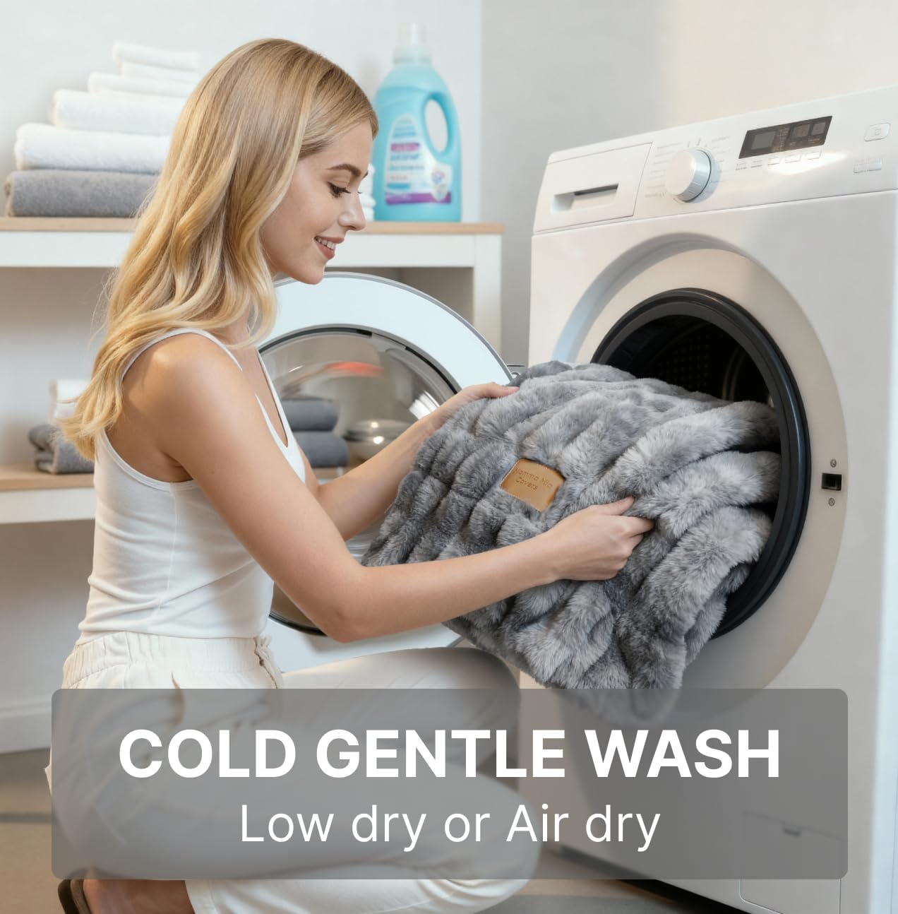 Mamma Mia Covers Faux Fur Throw Blanket – Super Soft and Cozy Fluffy Fleece – 50"x60" Midweight Fuzzy Plush Blanket for Couch and Bed – Gift Luxury Double Sided Throw for Women and Girls (Gray)