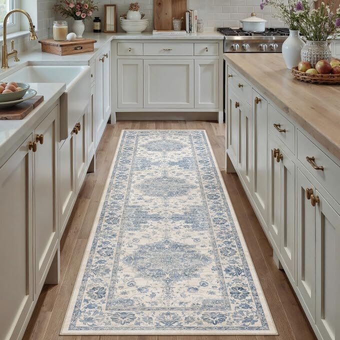 Green 8x10 Area Rug for Living Room Vintage Machine Washable Large Rug Non-Slip Soft Low Pile Carpet Floral Stain Resistant Indoor Office Throw Rug for Bedroom Dining Room Nursery