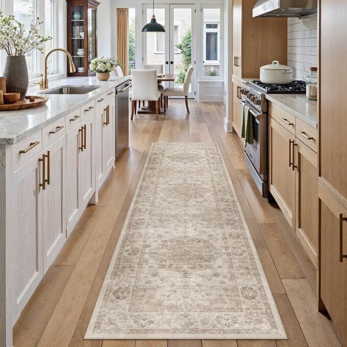 Green 8x10 Area Rug for Living Room Vintage Machine Washable Large Rug Non-Slip Soft Low Pile Carpet Floral Stain Resistant Indoor Office Throw Rug for Bedroom Dining Room Nursery