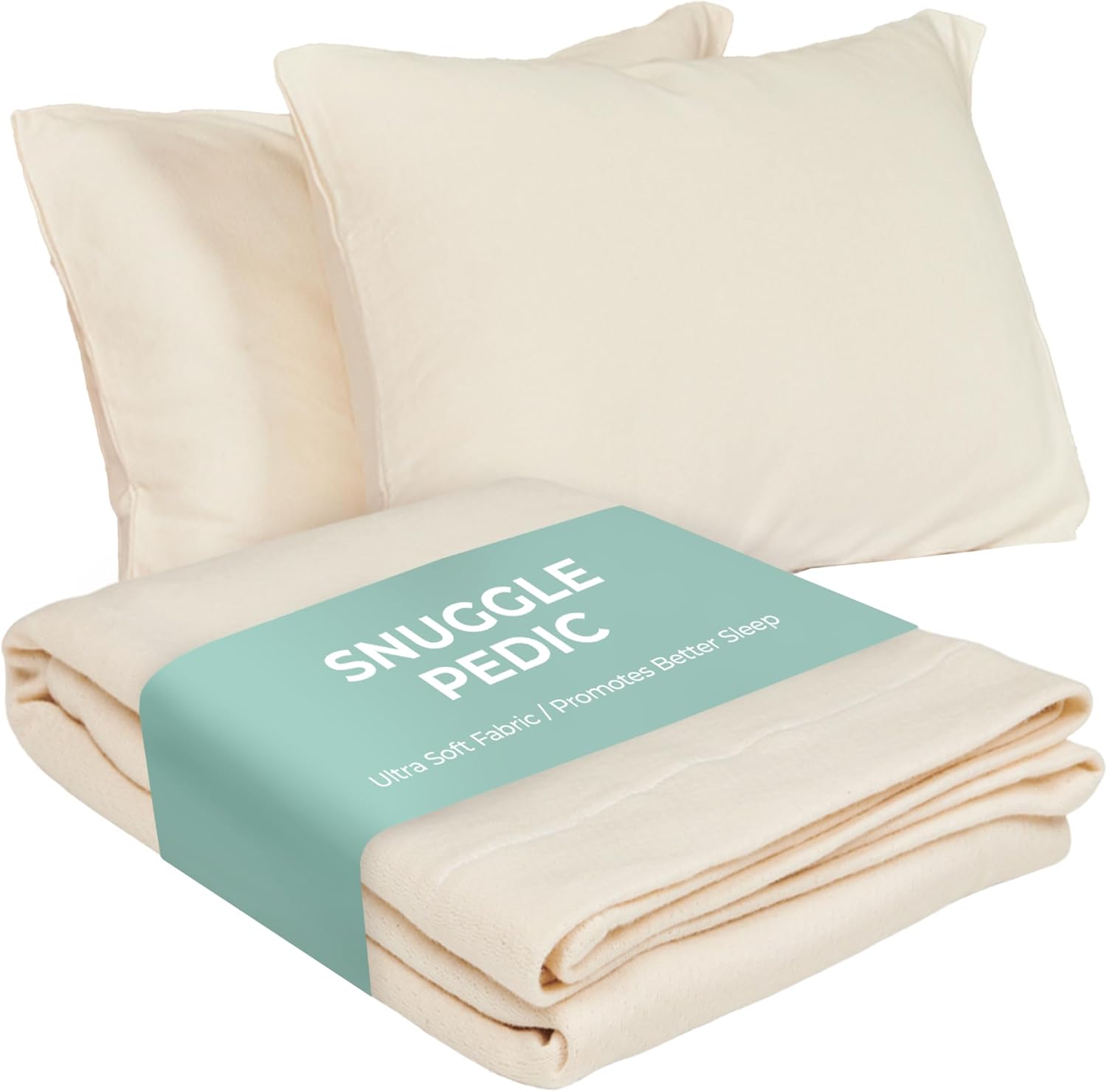 Snuggle-Pedic Pillow Case - King 20" x 36" White Pillow Cases w/Breathable Stretch Knit Cotton