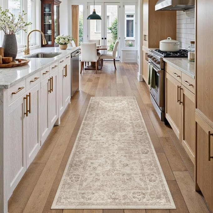 Green 8x10 Area Rug for Living Room Vintage Machine Washable Large Rug Non-Slip Soft Low Pile Carpet Floral Stain Resistant Indoor Office Throw Rug for Bedroom Dining Room Nursery