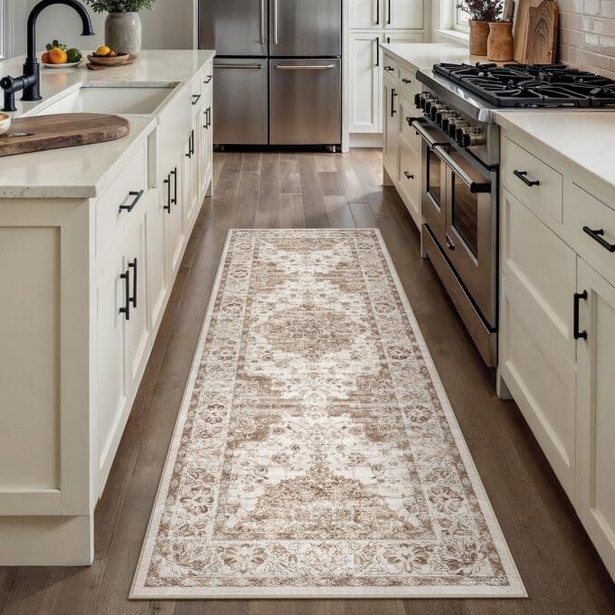 Green 8x10 Area Rug for Living Room Vintage Machine Washable Large Rug Non-Slip Soft Low Pile Carpet Floral Stain Resistant Indoor Office Throw Rug for Bedroom Dining Room Nursery