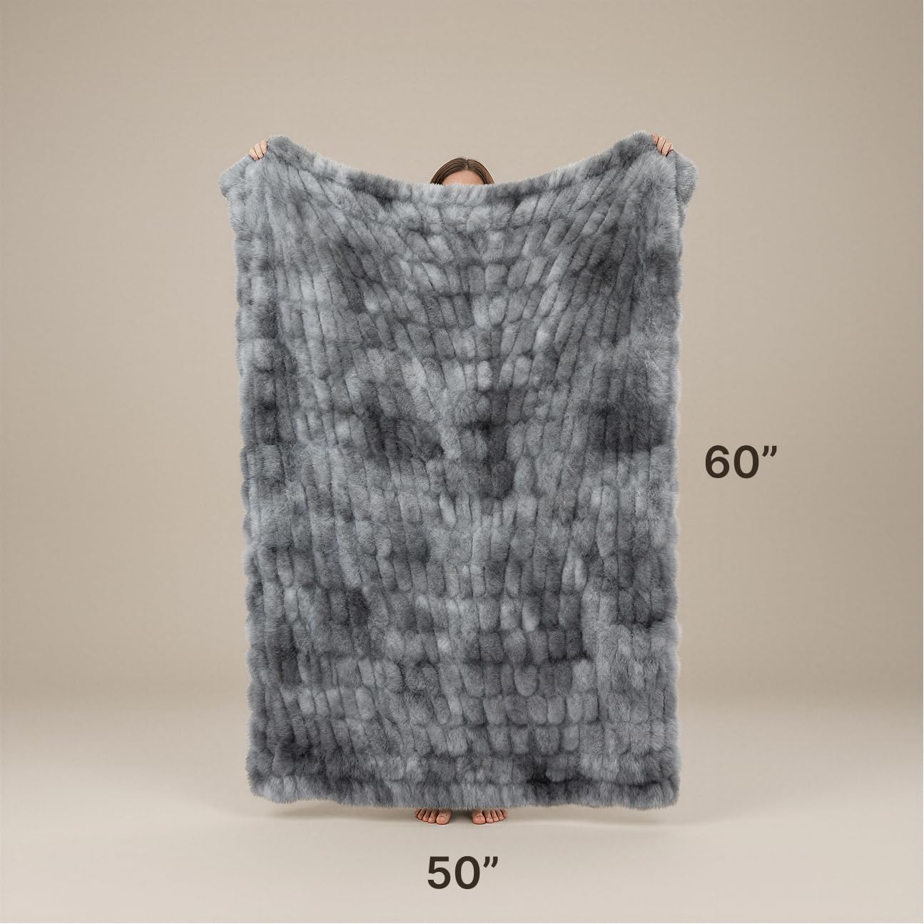 Mamma Mia Covers Faux Fur Throw Blanket – Super Soft and Cozy Fluffy Fleece – 50"x60" Midweight Fuzzy Plush Blanket for Couch and Bed – Gift Luxury Double Sided Throw for Women and Girls (Gray)