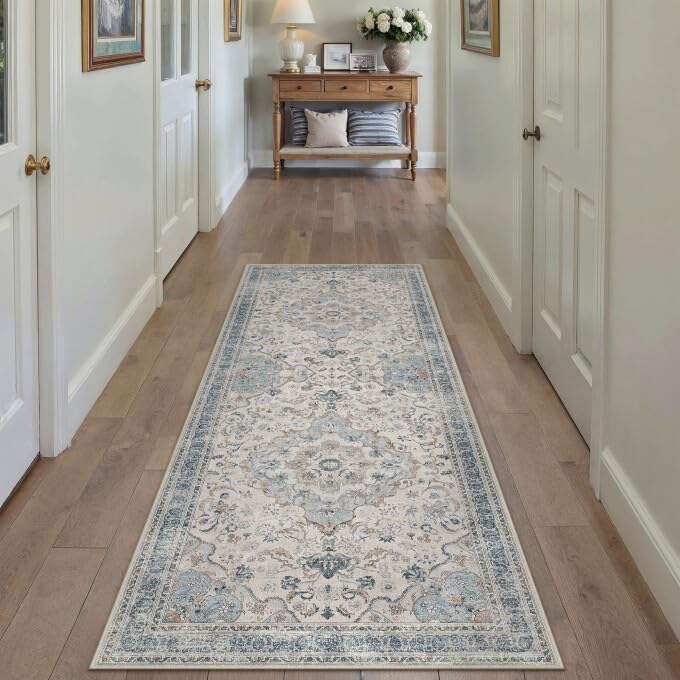 Green 8x10 Area Rug for Living Room Vintage Machine Washable Large Rug Non-Slip Soft Low Pile Carpet Floral Stain Resistant Indoor Office Throw Rug for Bedroom Dining Room Nursery