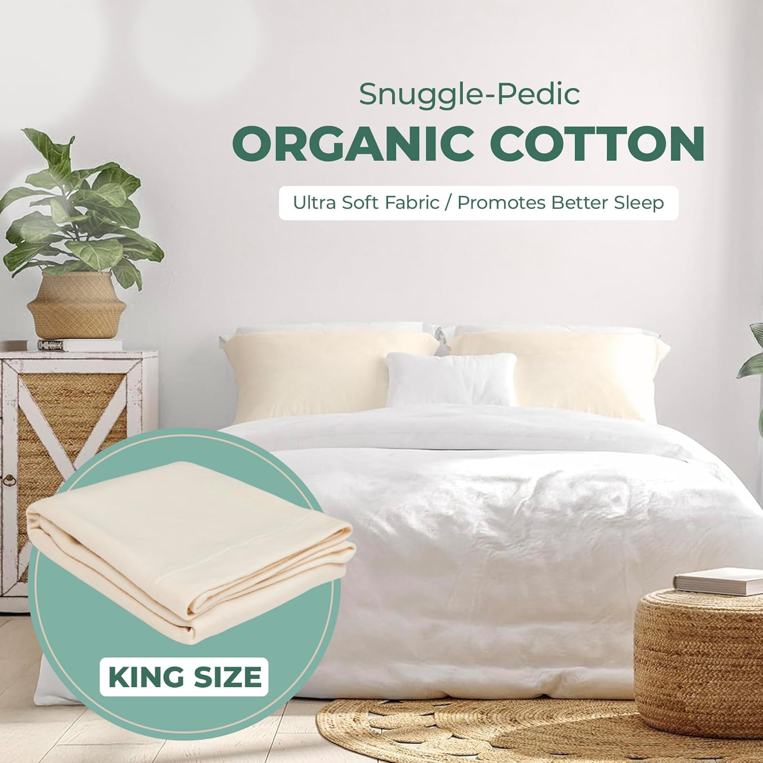 Snuggle-Pedic Pillow Case - King 20" x 36" White Pillow Cases w/Breathable Stretch Knit Cotton