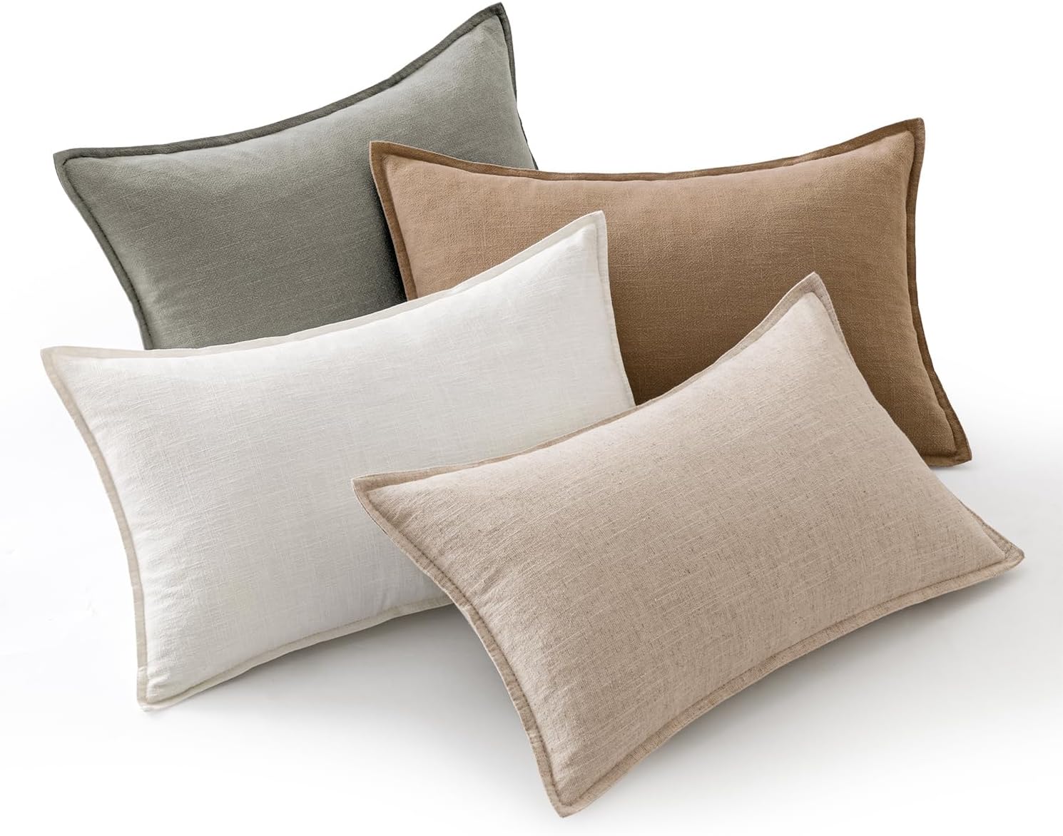 MIULEE Neutral Linen Pillow Covers Pack of 4 Decorative Natural Solid Throw Pillow Covers Soft Accent Boho Farmhouse Couch Pillowcases Modern Spring Home Decors for Living Room Bed Sofa 18x18 Inch