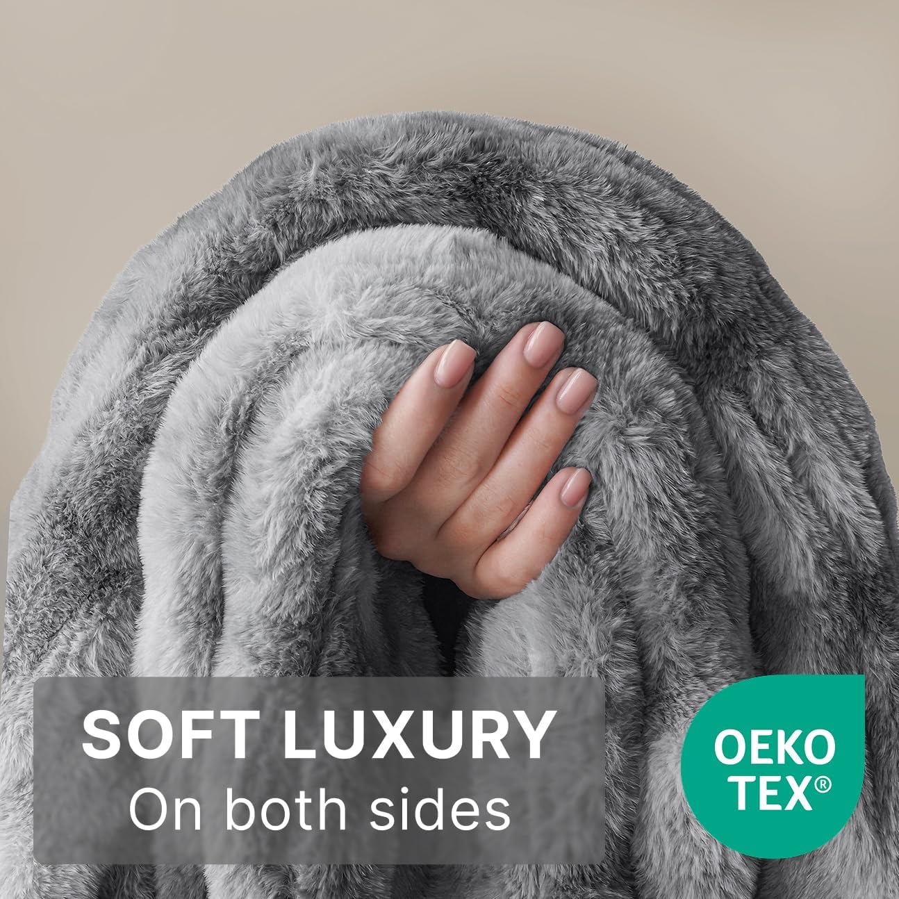 Mamma Mia Covers Faux Fur Throw Blanket – Super Soft and Cozy Fluffy Fleece – 50"x60" Midweight Fuzzy Plush Blanket for Couch and Bed – Gift Luxury Double Sided Throw for Women and Girls (Gray)