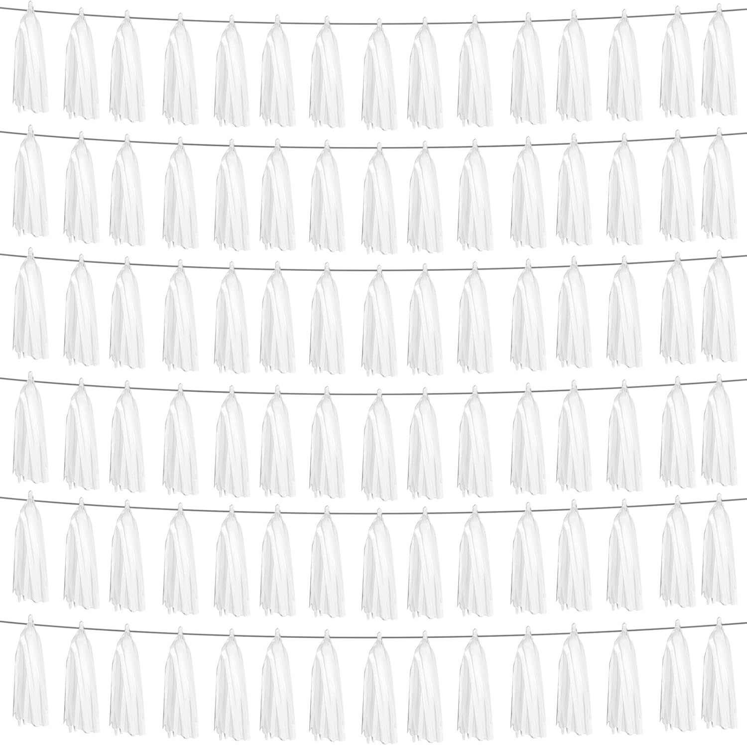 6P Navy-Blue White-Silver Tassel Garland Banner, Tassels Banner Streamers for Parade Floats, Bachelorette, Wedding, Birthday, Graduation, Christmas, Bridal/Baby Shower Party Decorations