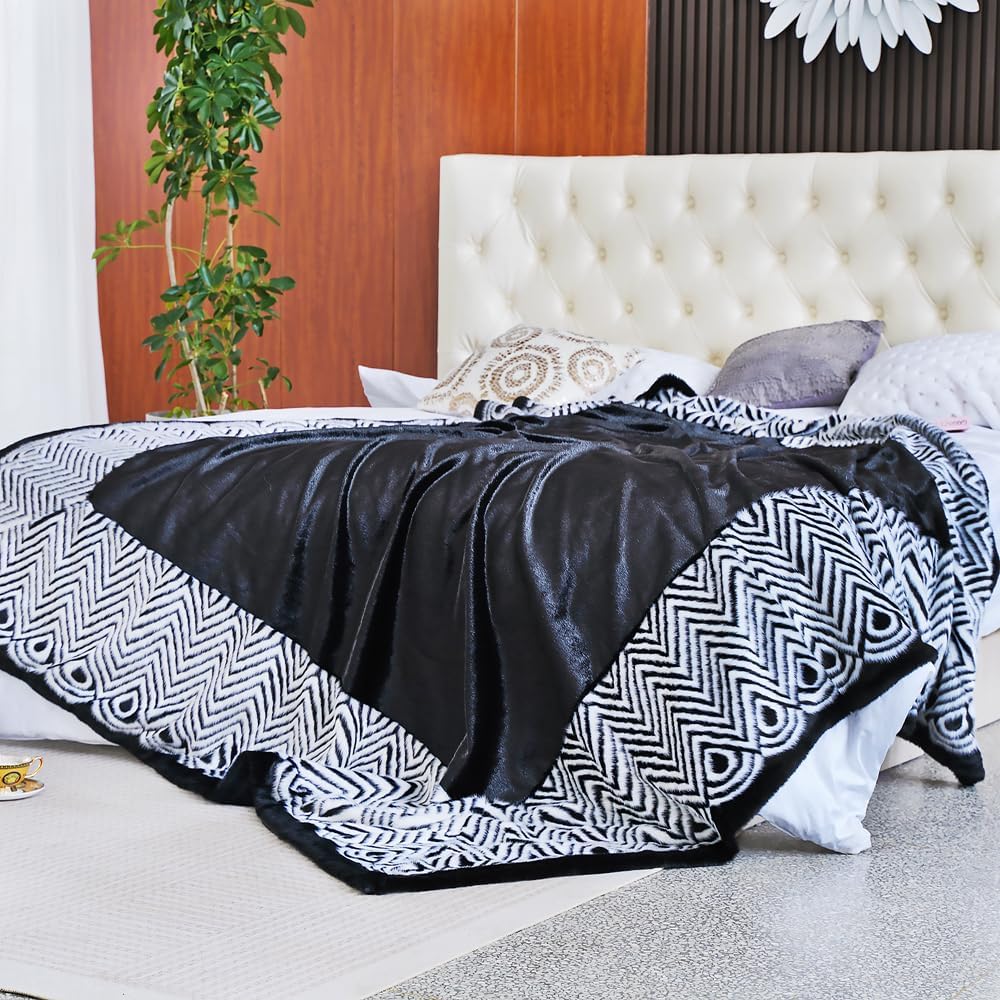 INCHGRASS Faux Mink Fur Blanket Luxury Fur Throw Blanket Sofa Fluffy Blanket Super Warm Elegant Cozy Fuzzy Throw Blankets for Couch,Armchair and Bed Washable Plush Blankets 74"x60" Brown Throw Blanket