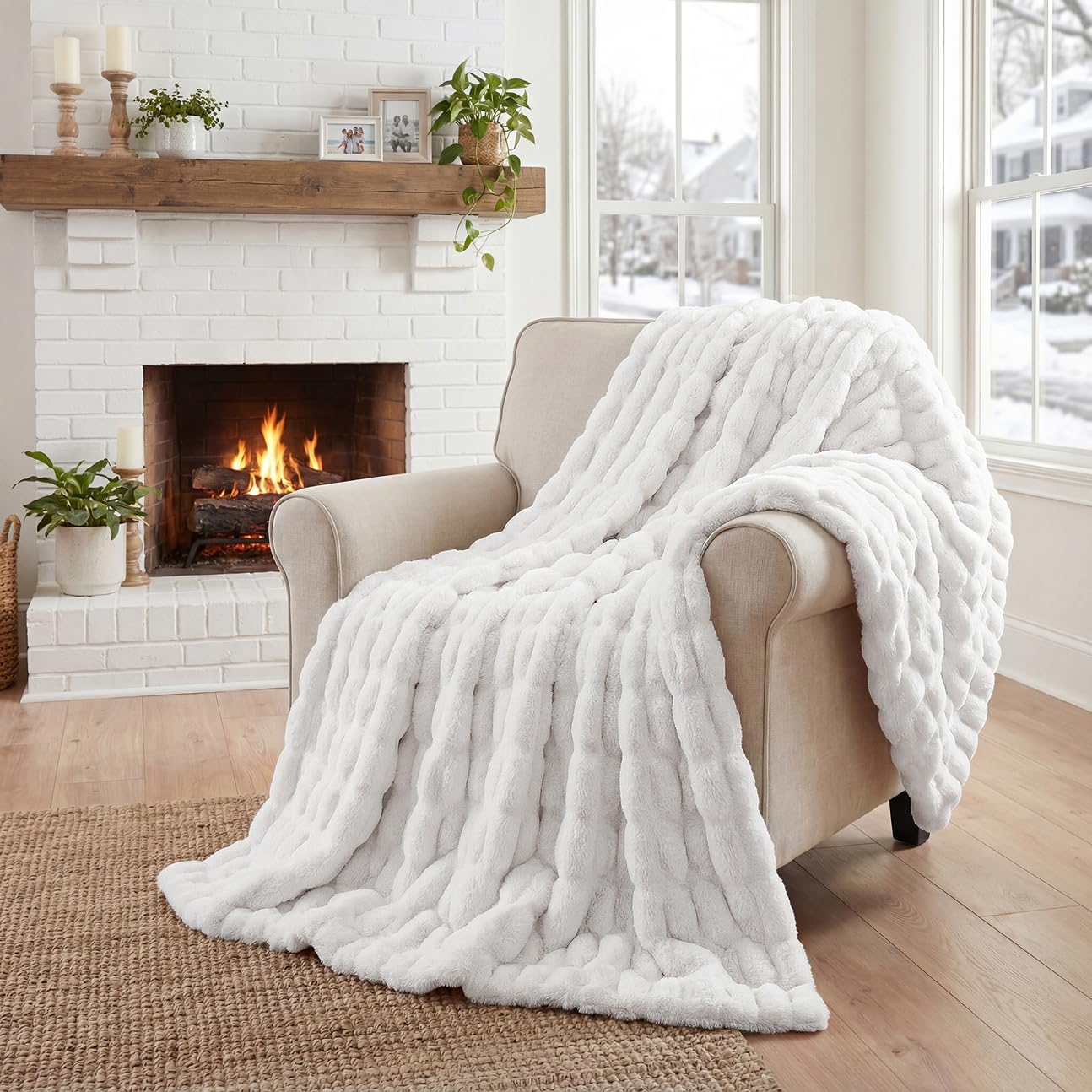 Mamma Mia Covers Faux Fur Throw Blanket – Super Soft and Cozy Fluffy Fleece – 50"x60" Midweight Fuzzy Plush Blanket for Couch and Bed – Gift Luxury Double Sided Throw for Women and Girls (Gray)