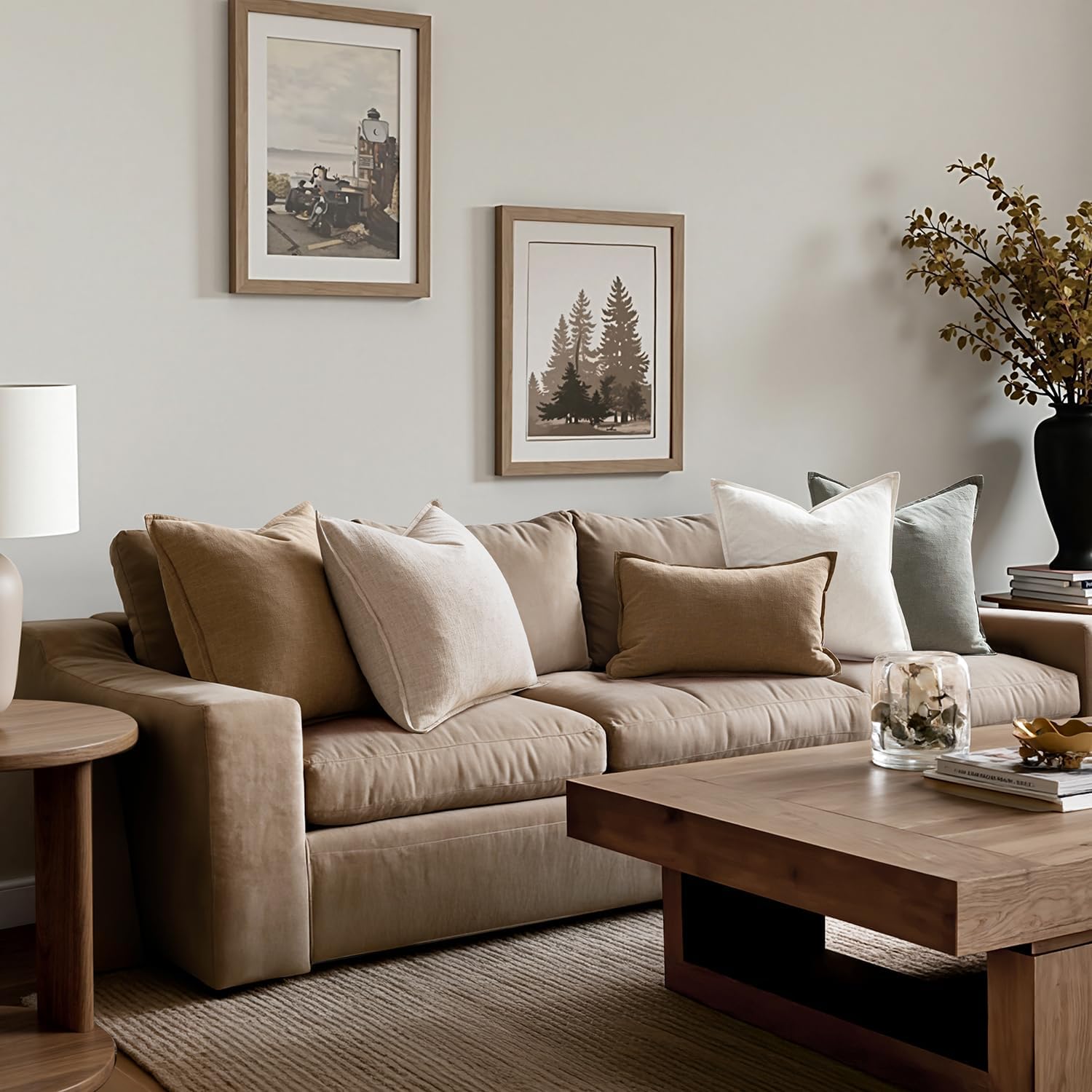 MIULEE Neutral Linen Pillow Covers Pack of 4 Decorative Natural Solid Throw Pillow Covers Soft Accent Boho Farmhouse Couch Pillowcases Modern Spring Home Decors for Living Room Bed Sofa 18x18 Inch