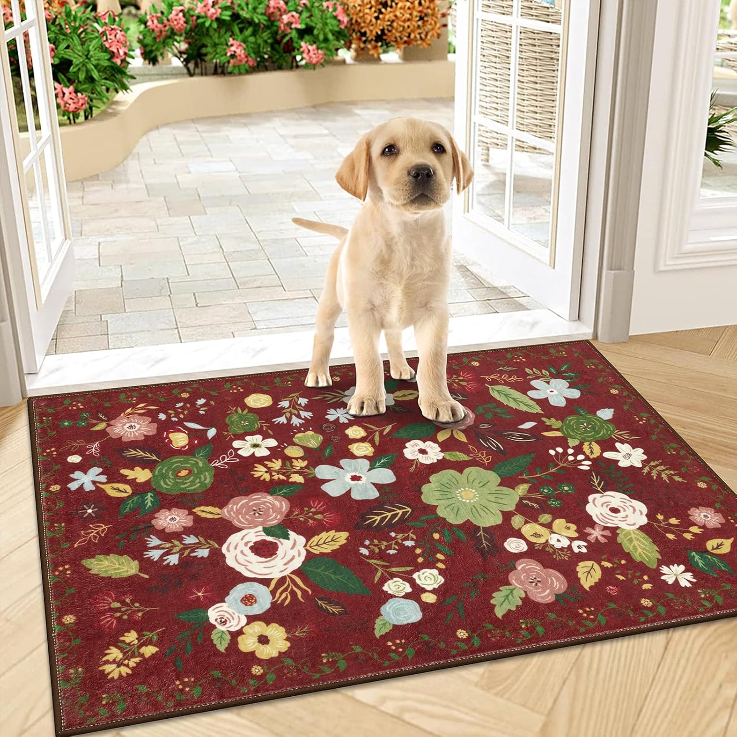 U'Artlines Boho Vintage Area Rug 8x10 Machine Washable Low Pile Soft Floor Carpet Non Slip Non Shedding Accent Rug for Living Room Bedroom Entryway Dining Room Office Cream Tan