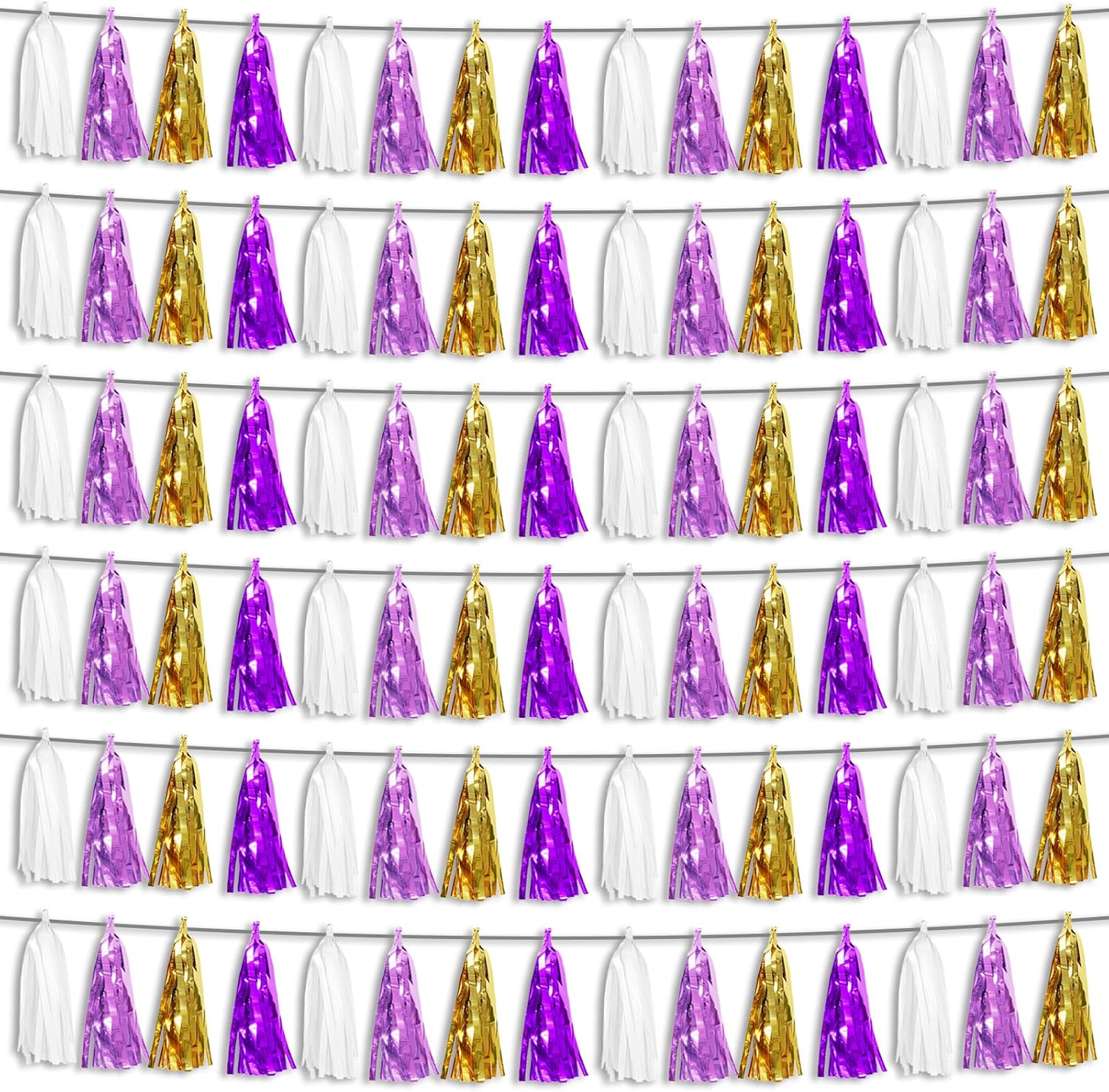 6P Gold Party Decoration Tassel Garland for Parade Floats, Bachelorette, Wedding, Birthday, Halloween, Christmas, Bridal/Baby Shower Party Decorations