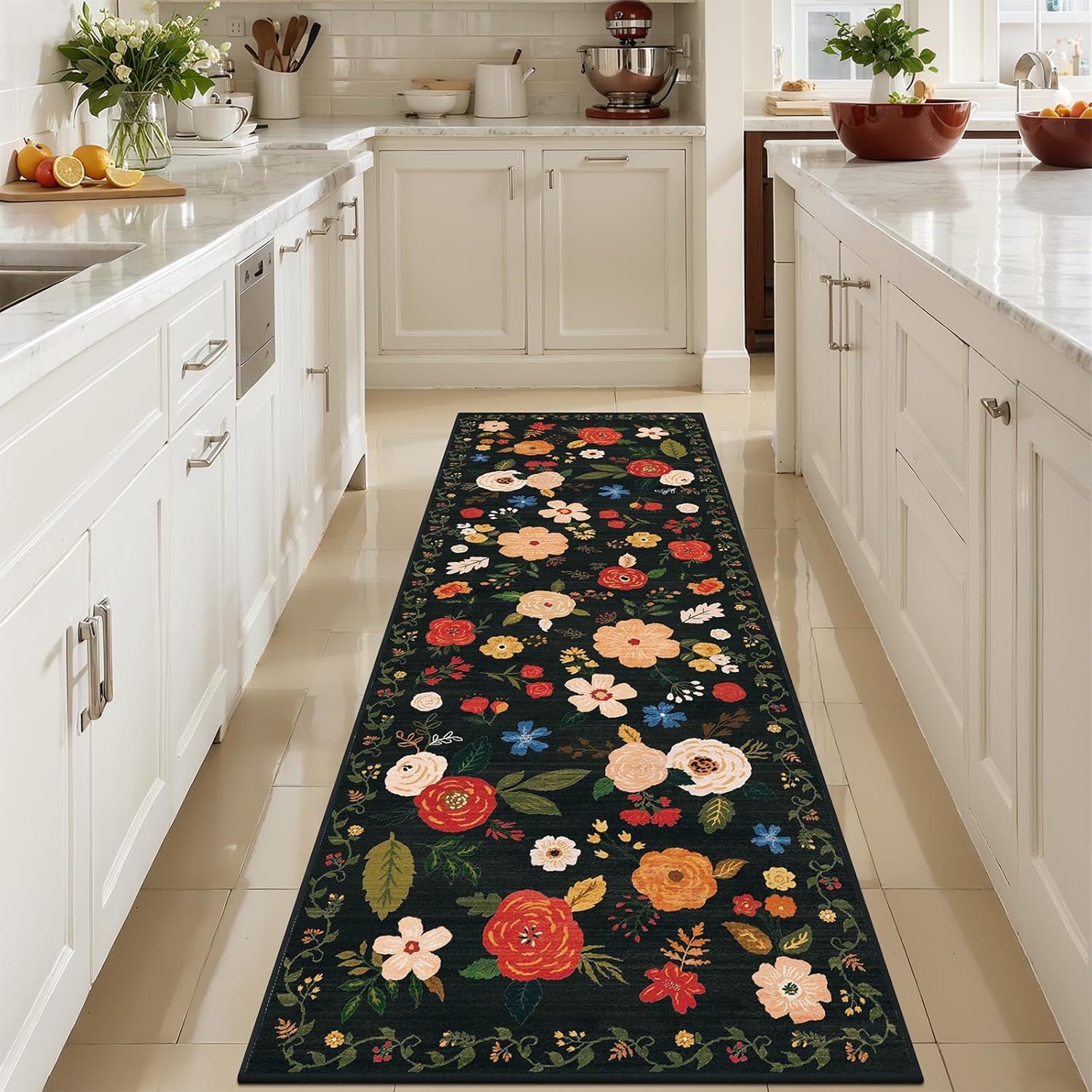 U'Artlines Boho Vintage Area Rug 8x10 Machine Washable Low Pile Soft Floor Carpet Non Slip Non Shedding Accent Rug for Living Room Bedroom Entryway Dining Room Office Cream Tan