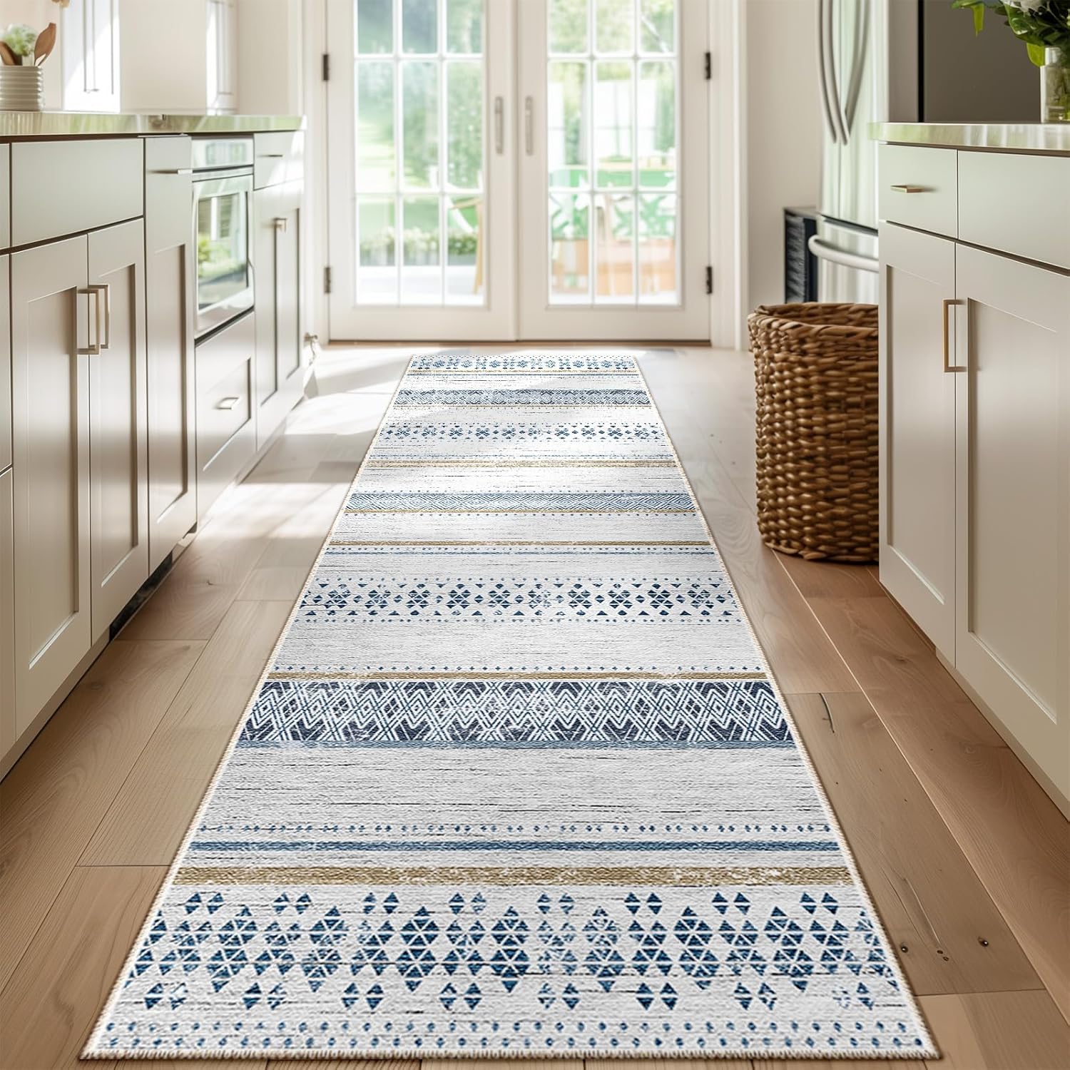 BESTSWEETIE 8x10 Area Rugs for Living Room Washable Moroccan Farmhouse Neutral Geometric Low Pile Non-Slip Soft Print Pattern Rug for Bedroom Kitchen Dining Room Entryway Black/White