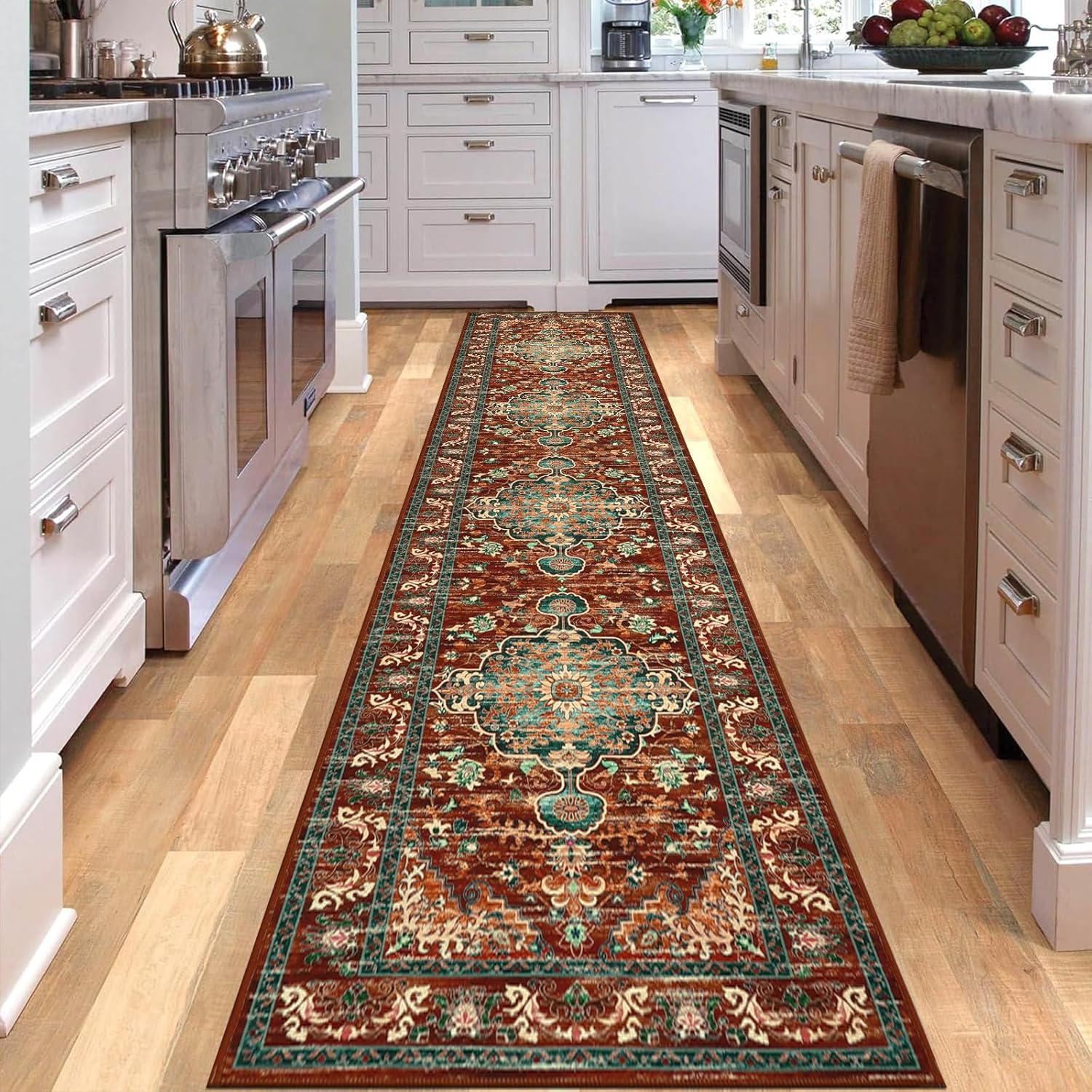 U'Artlines Boho Vintage Area Rug 8x10 Machine Washable Low Pile Soft Floor Carpet Non Slip Non Shedding Accent Rug for Living Room Bedroom Entryway Dining Room Office Cream Tan