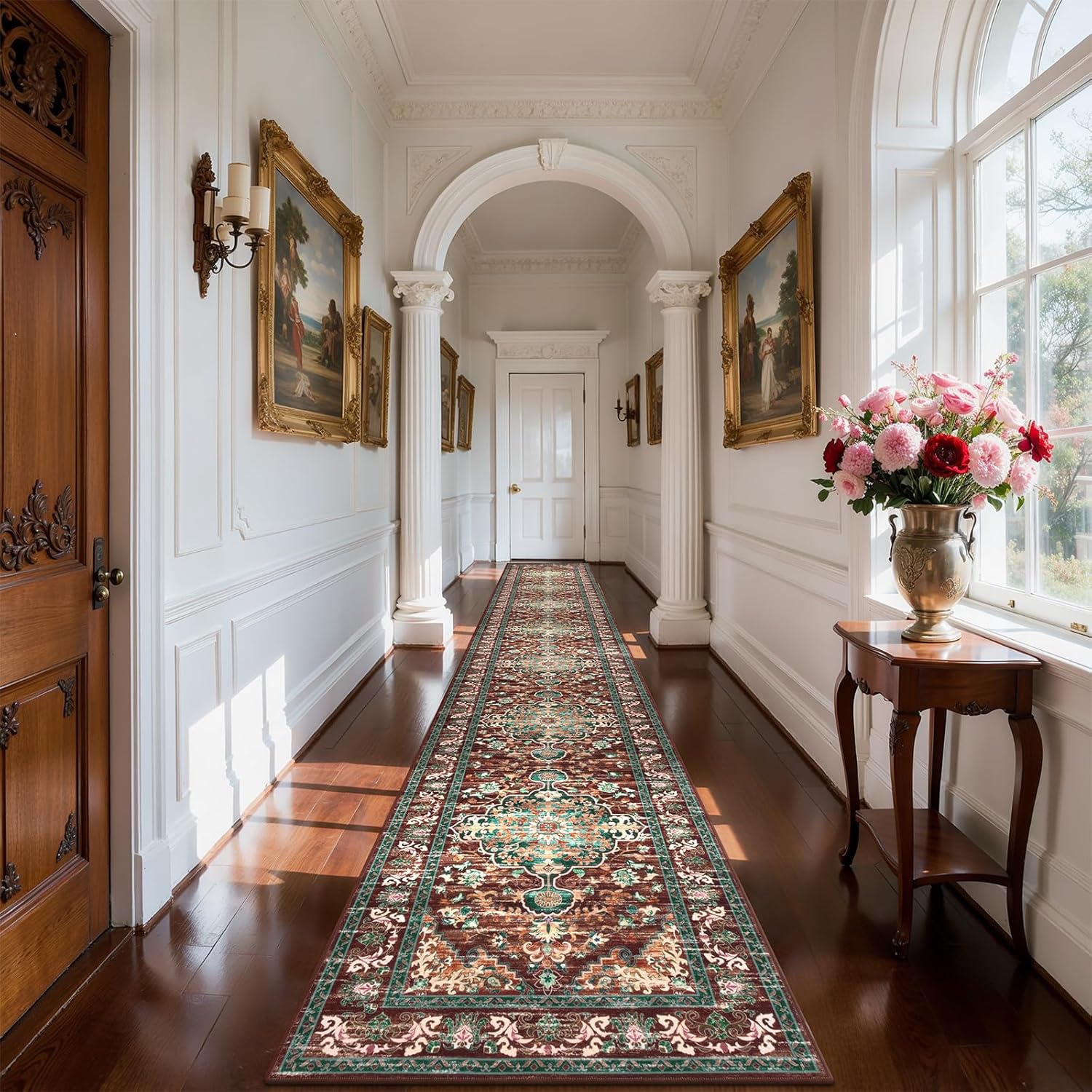 U'Artlines Boho Vintage Area Rug 8x10 Machine Washable Low Pile Soft Floor Carpet Non Slip Non Shedding Accent Rug for Living Room Bedroom Entryway Dining Room Office Cream Tan