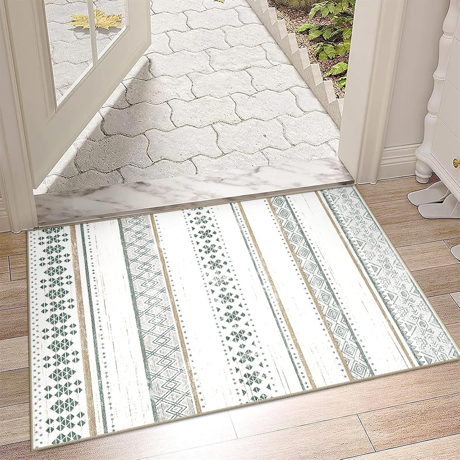 BESTSWEETIE 8x10 Area Rugs for Living Room Washable Moroccan Farmhouse Neutral Geometric Low Pile Non-Slip Soft Print Pattern Rug for Bedroom Kitchen Dining Room Entryway Black/White