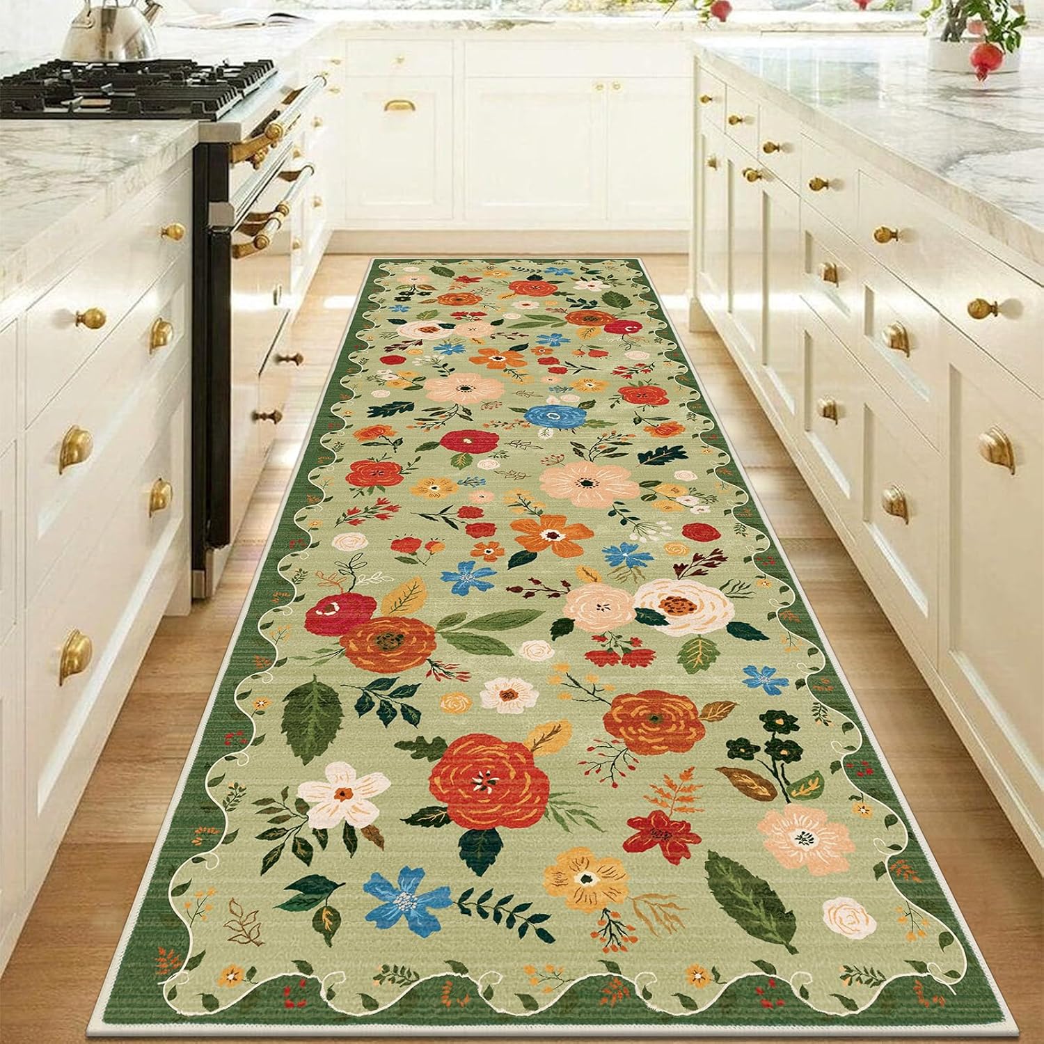 U'Artlines Boho Vintage Area Rug 8x10 Machine Washable Low Pile Soft Floor Carpet Non Slip Non Shedding Accent Rug for Living Room Bedroom Entryway Dining Room Office Cream Tan