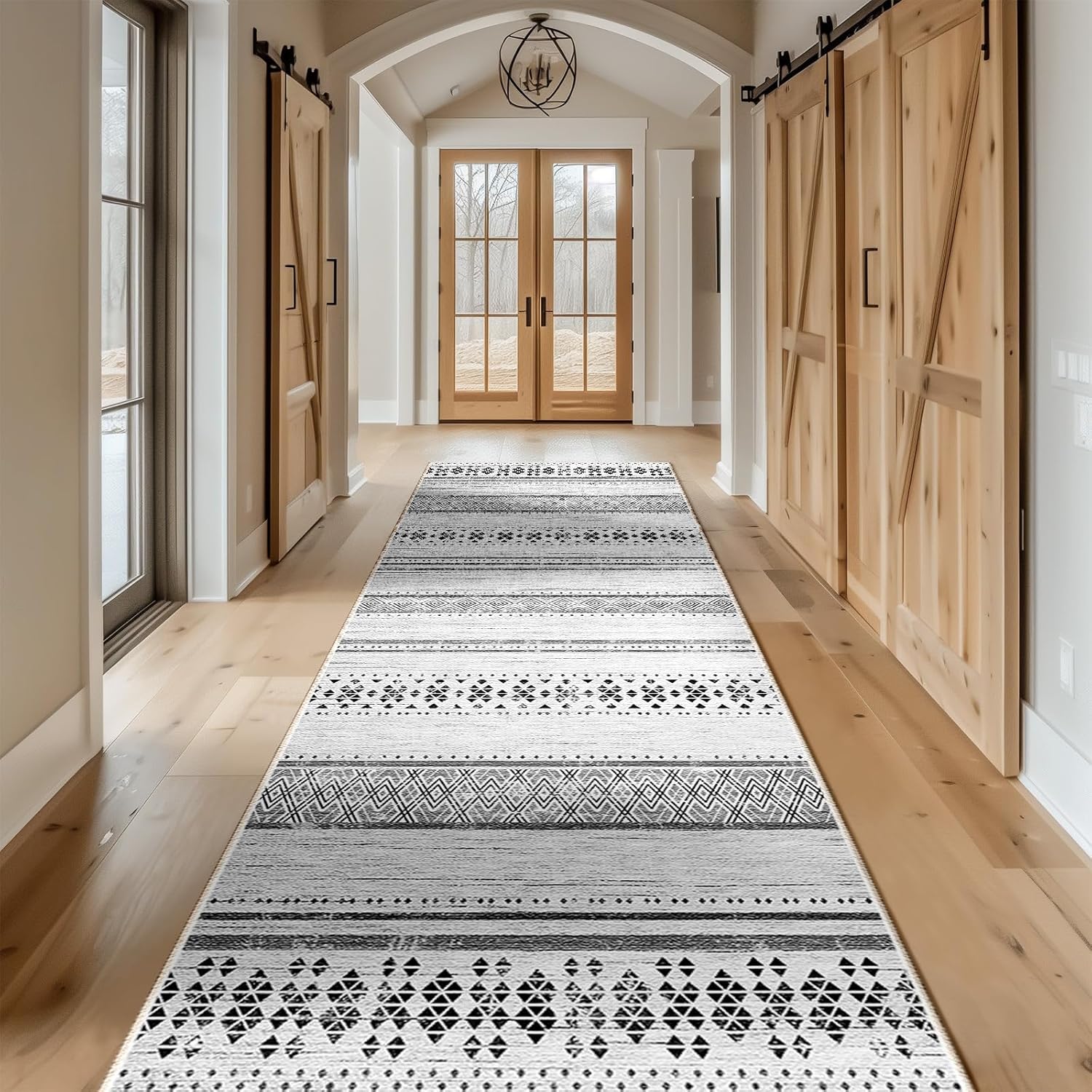 BESTSWEETIE 8x10 Area Rugs for Living Room Washable Moroccan Farmhouse Neutral Geometric Low Pile Non-Slip Soft Print Pattern Rug for Bedroom Kitchen Dining Room Entryway Black/White