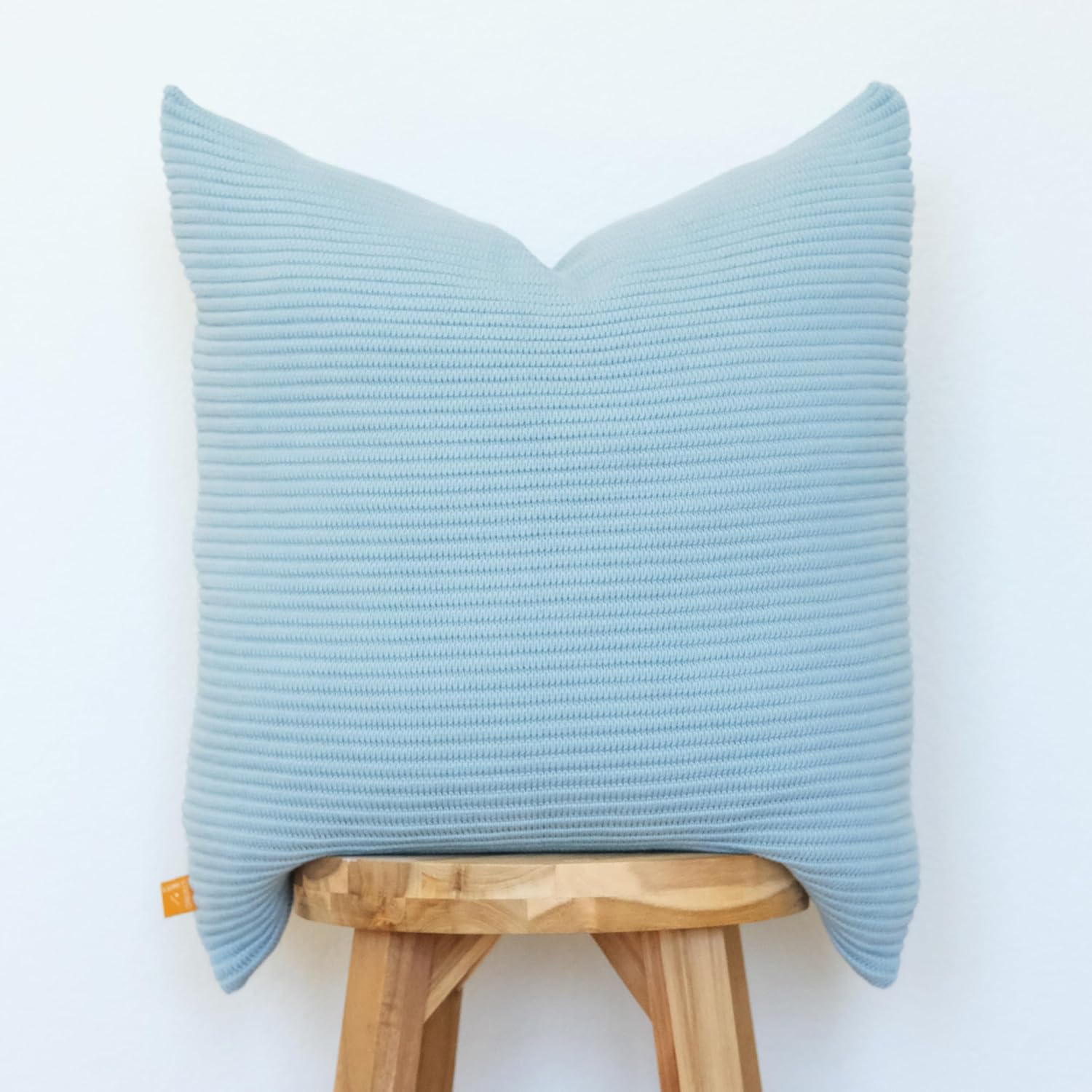 100% Soft Cotton Raised Stripes Textured Rib Knit Throw Pillow Cover (Cacao, 20" x 20")