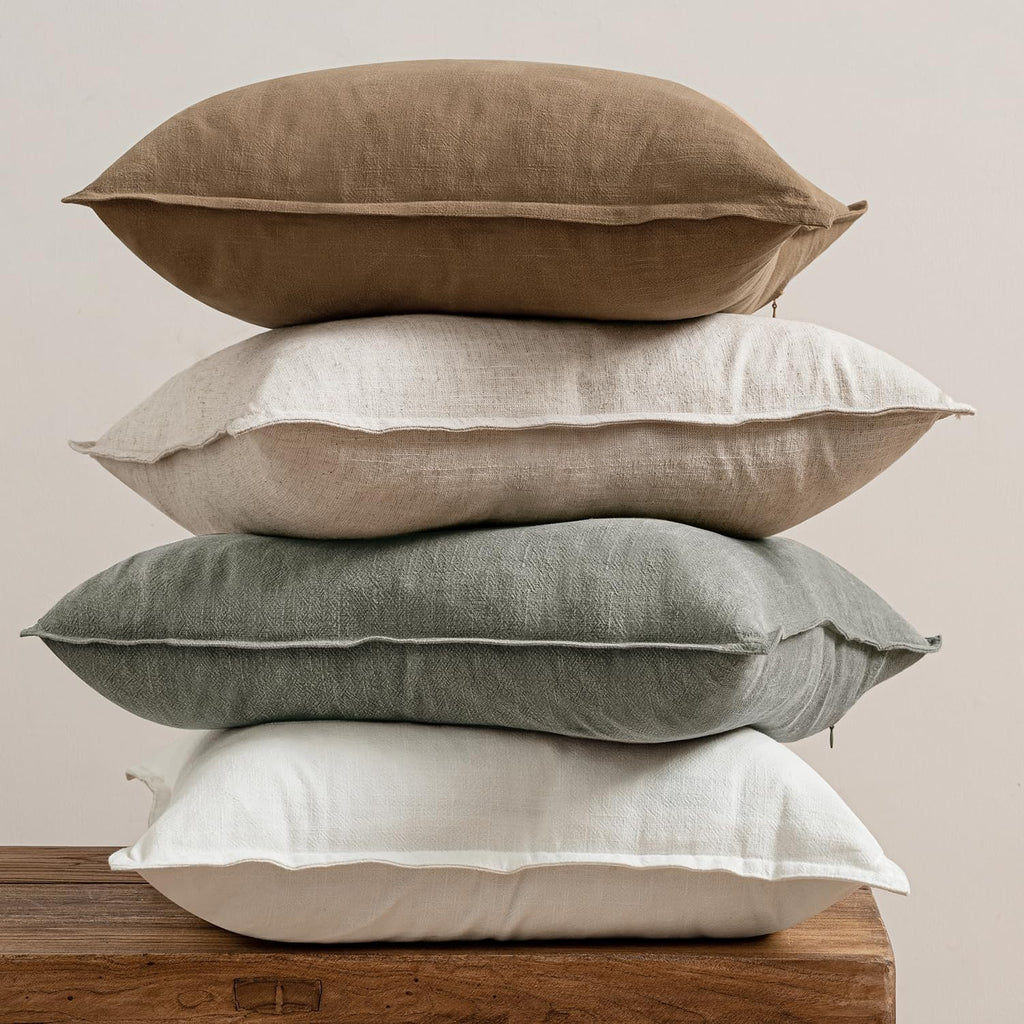 MIULEE Neutral Linen Pillow Covers Pack of 4 Decorative Natural Solid Throw Pillow Covers Soft Accent Boho Farmhouse Couch Pillowcases Modern Spring Home Decors for Living Room Bed Sofa 18x18 Inch