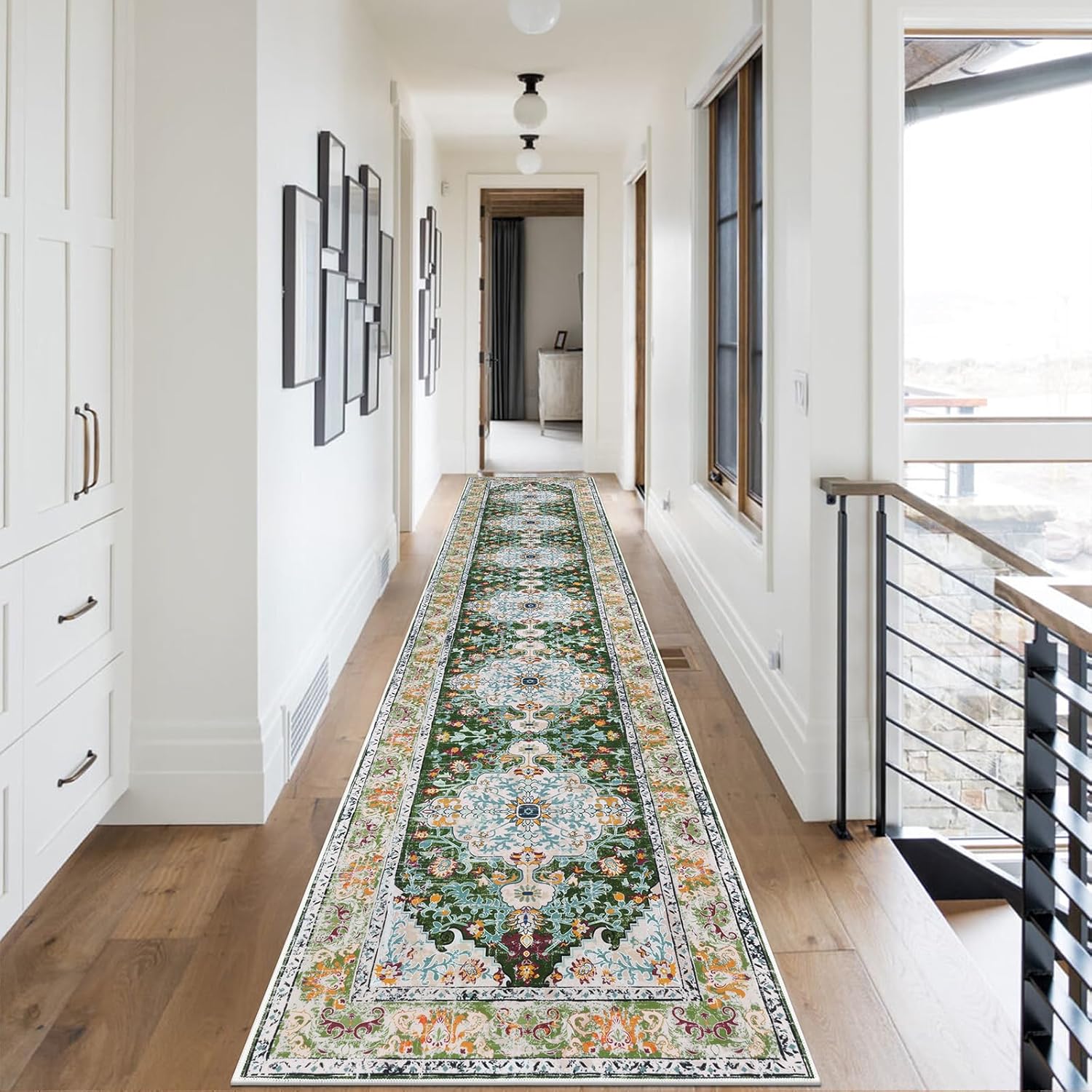 U'Artlines Boho Vintage Area Rug 8x10 Machine Washable Low Pile Soft Floor Carpet Non Slip Non Shedding Accent Rug for Living Room Bedroom Entryway Dining Room Office Cream Tan