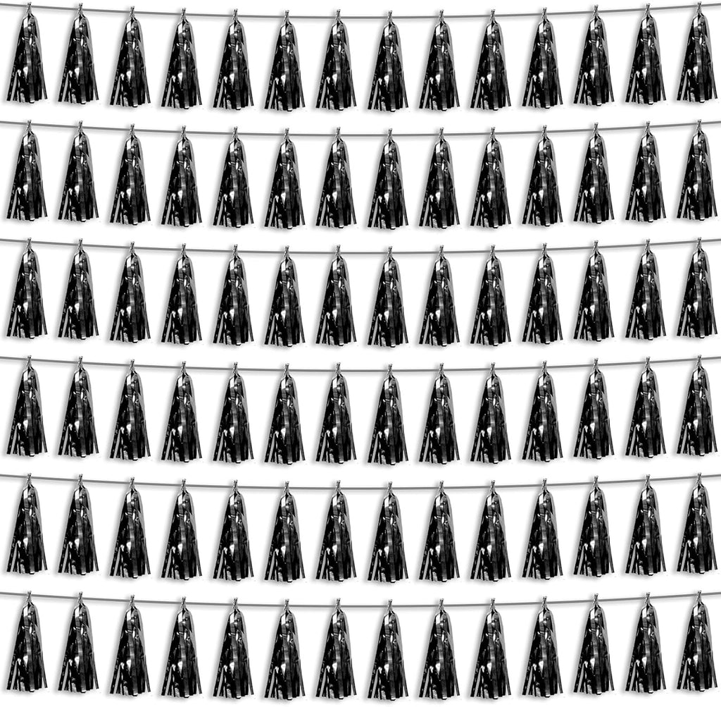 6P Navy-Blue White-Silver Tassel Garland Banner, Tassels Banner Streamers for Parade Floats, Bachelorette, Wedding, Birthday, Graduation, Christmas, Bridal/Baby Shower Party Decorations