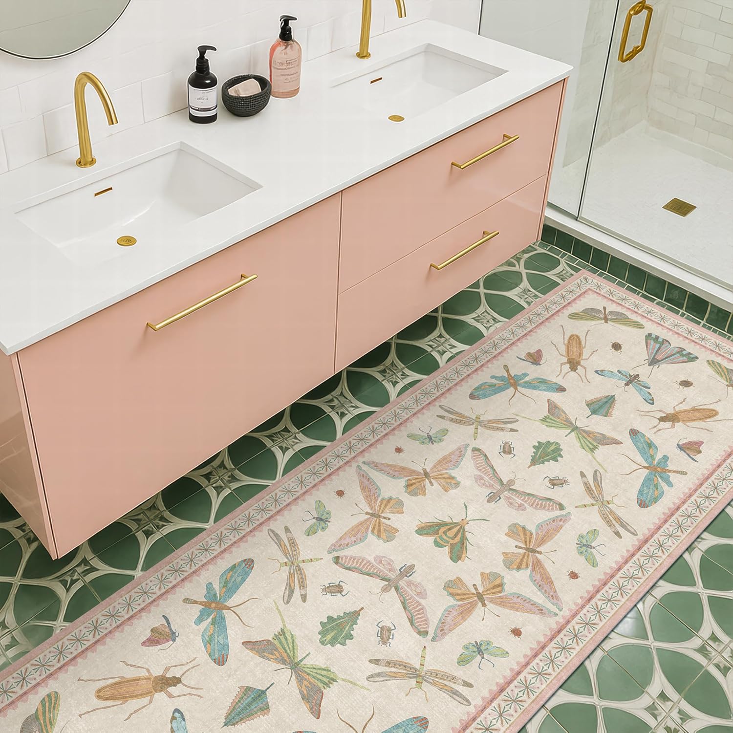 Living Room Rug Black Boho 6x9 - Dining Room Rugs for Under Table, Bedroom, Insect Bug Eclectic Home Décor, Washable Non Slip Foldable