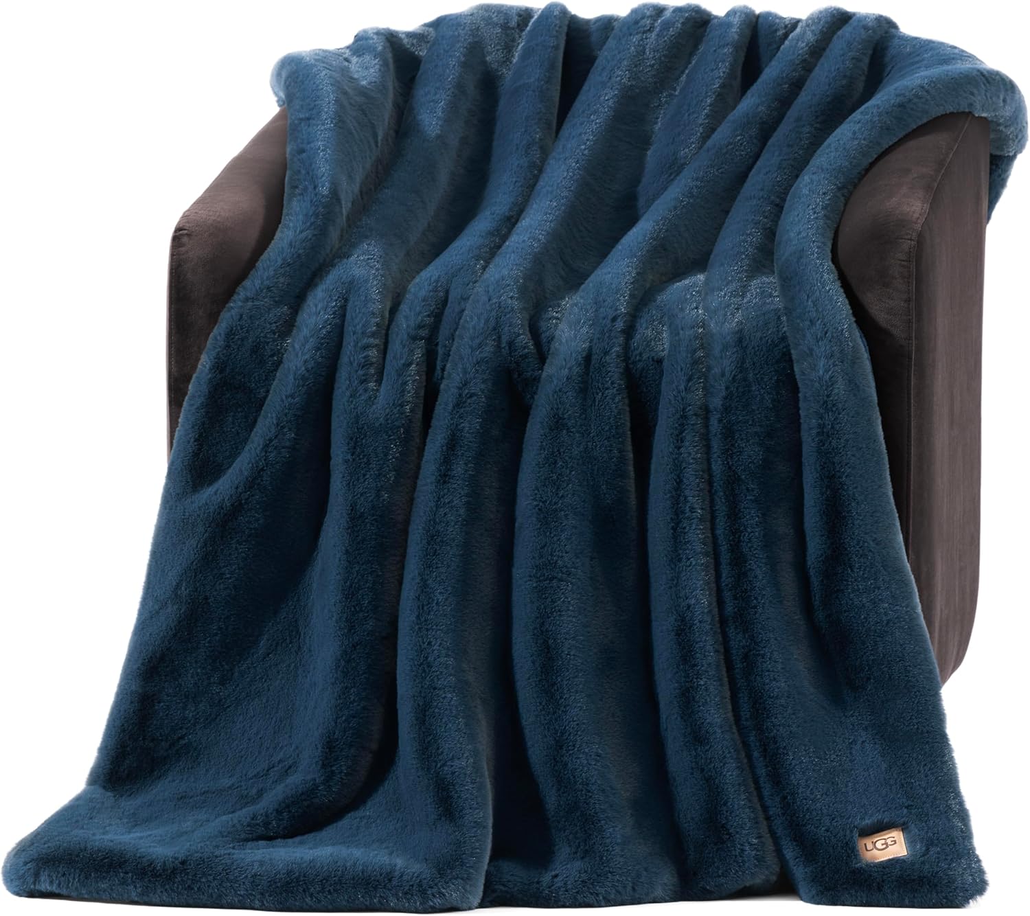 UGG Euphoria Faux Fur Throw Blanket, Oversized Soft Throw for Bed or Couch, Luxury Bedroom Decor, Plush Blankets, Machine Washable, 50-inch x 70-inch, Charcoal Grey