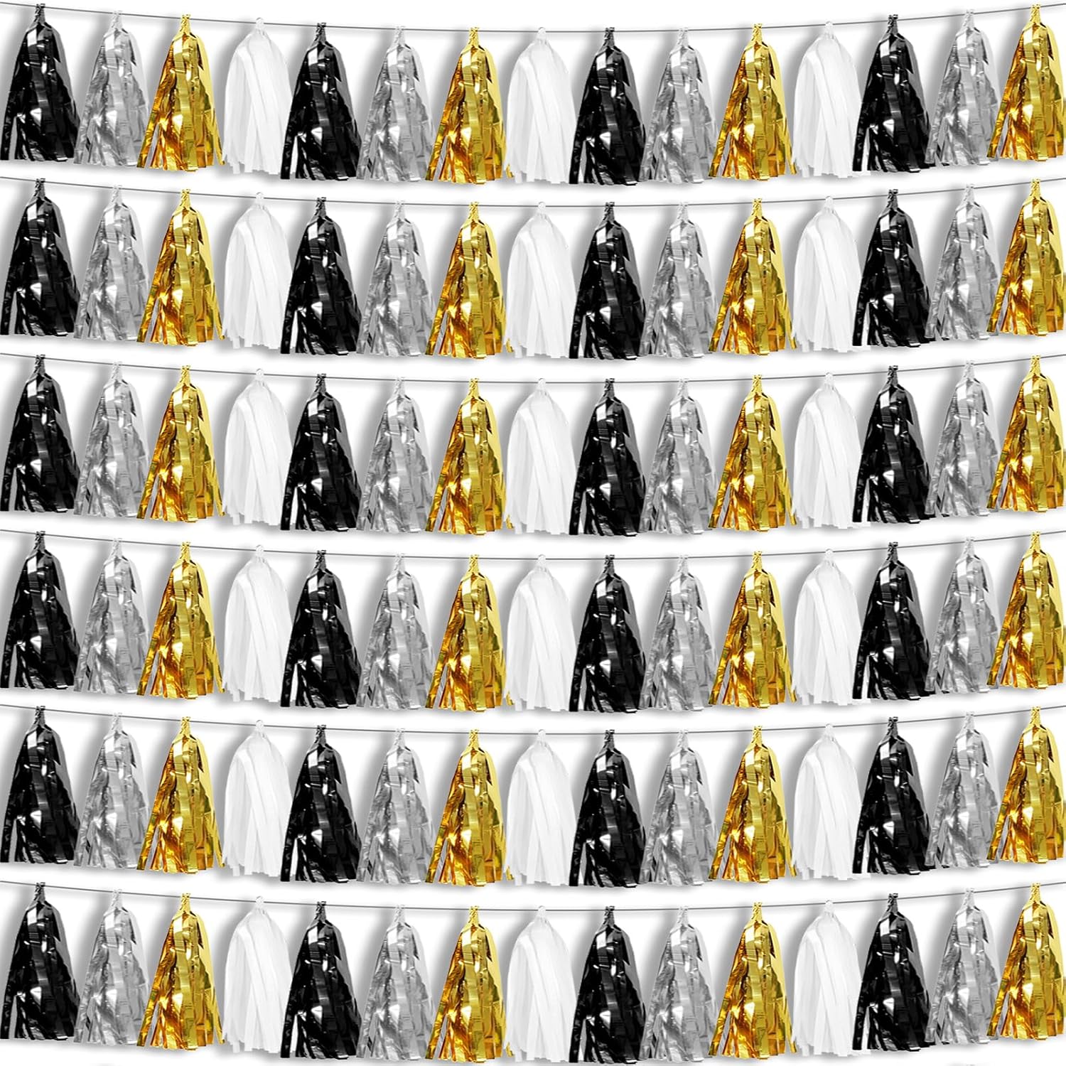 6P Gold Party Decoration Tassel Garland for Parade Floats, Bachelorette, Wedding, Birthday, Halloween, Christmas, Bridal/Baby Shower Party Decorations