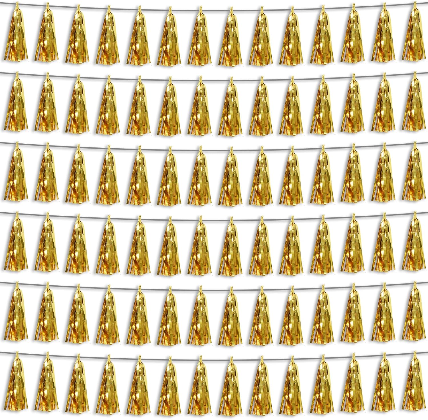 6P Gold Party Decoration Tassel Garland for Parade Floats, Bachelorette, Wedding, Birthday, Halloween, Christmas, Bridal/Baby Shower Party Decorations