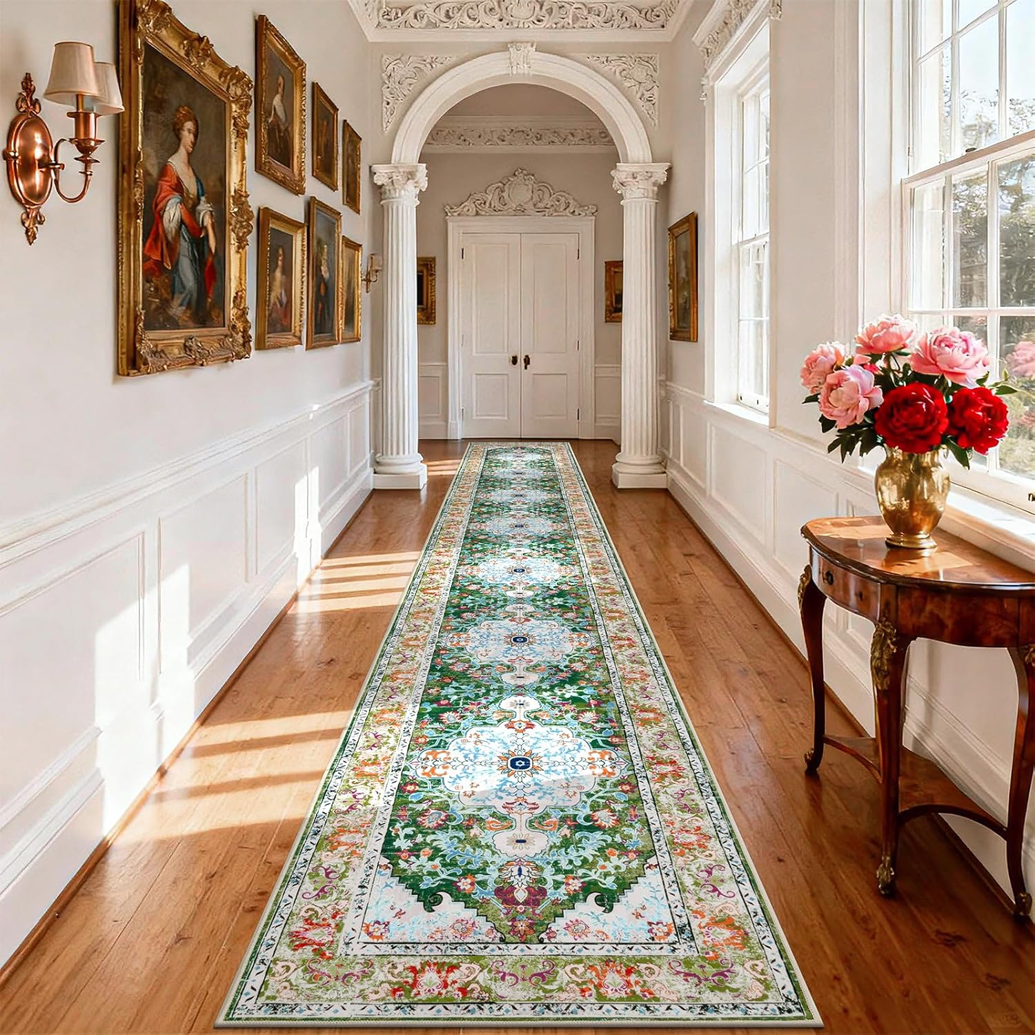 U'Artlines Boho Vintage Area Rug 8x10 Machine Washable Low Pile Soft Floor Carpet Non Slip Non Shedding Accent Rug for Living Room Bedroom Entryway Dining Room Office Cream Tan