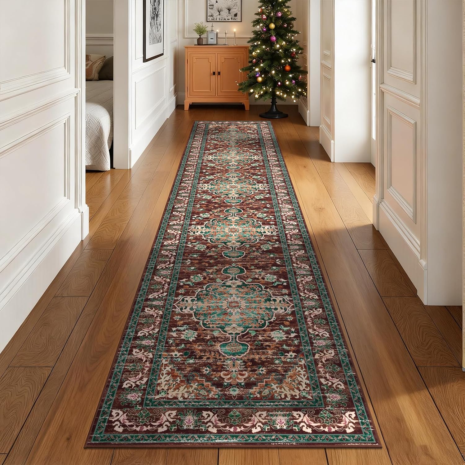 U'Artlines Boho Vintage Area Rug 8x10 Machine Washable Low Pile Soft Floor Carpet Non Slip Non Shedding Accent Rug for Living Room Bedroom Entryway Dining Room Office Cream Tan