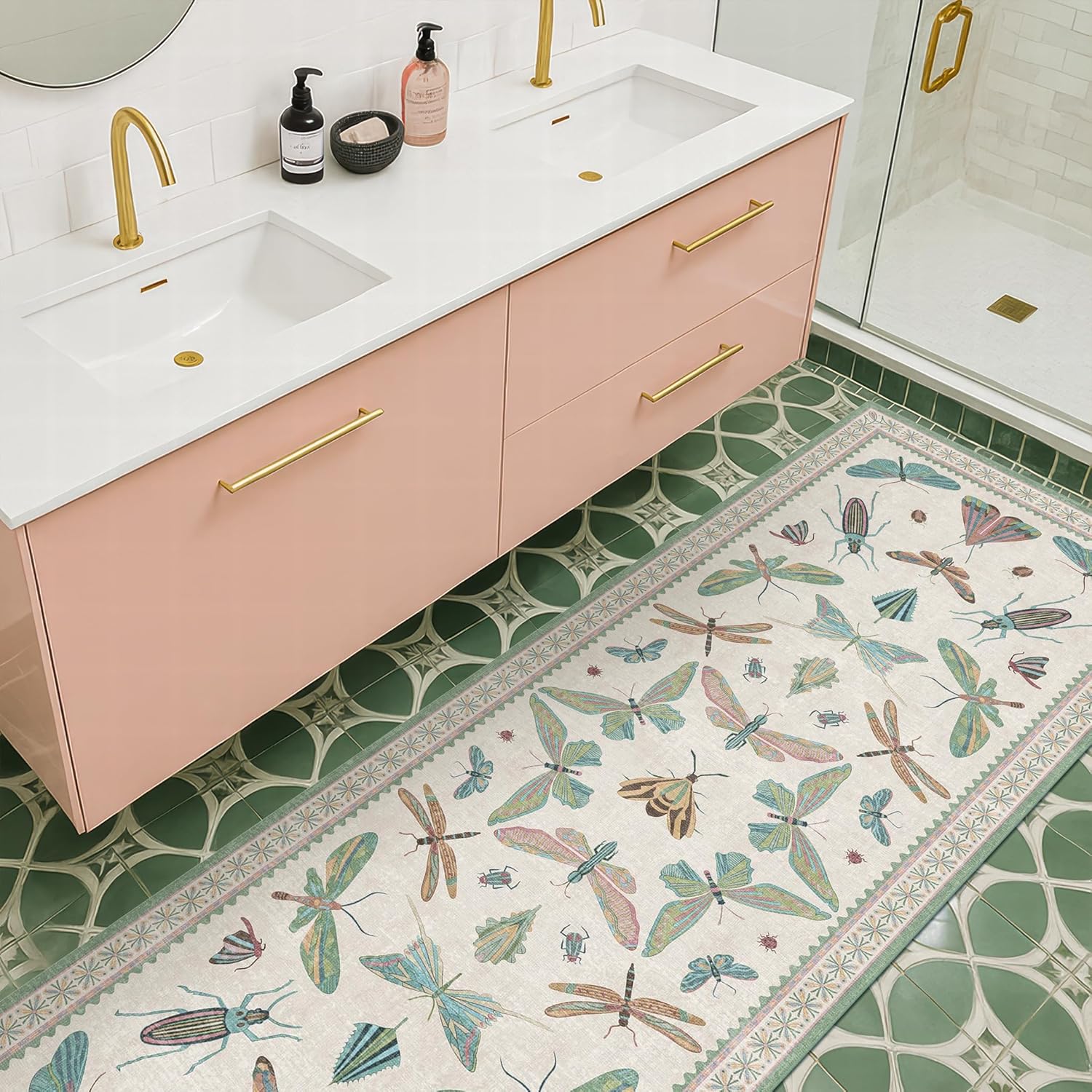 Living Room Rug Black Boho 6x9 - Dining Room Rugs for Under Table, Bedroom, Insect Bug Eclectic Home Décor, Washable Non Slip Foldable