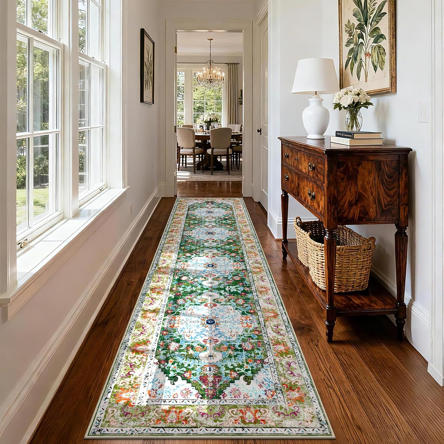 U'Artlines Boho Vintage Area Rug 8x10 Machine Washable Low Pile Soft Floor Carpet Non Slip Non Shedding Accent Rug for Living Room Bedroom Entryway Dining Room Office Cream Tan