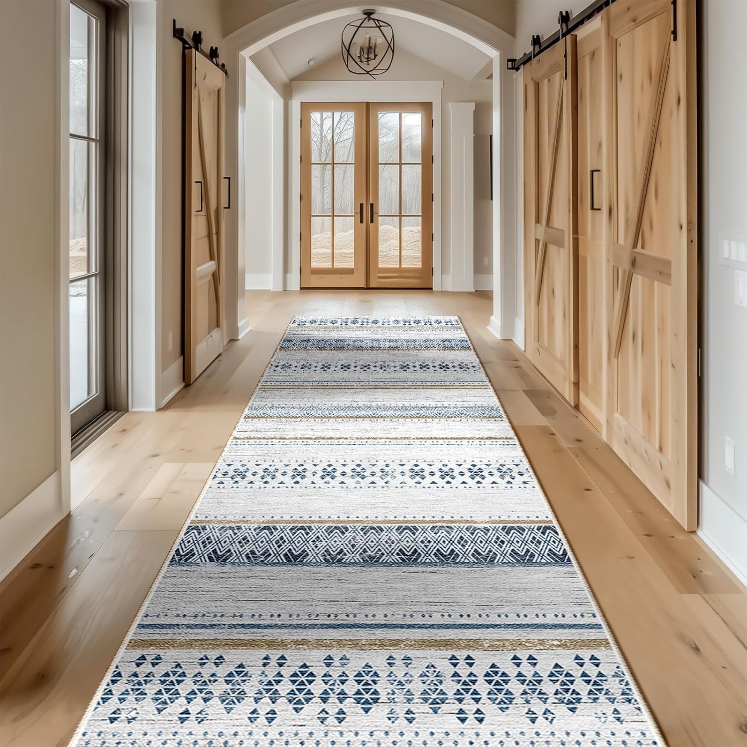 BESTSWEETIE 8x10 Area Rugs for Living Room Washable Moroccan Farmhouse Neutral Geometric Low Pile Non-Slip Soft Print Pattern Rug for Bedroom Kitchen Dining Room Entryway Black/Brown