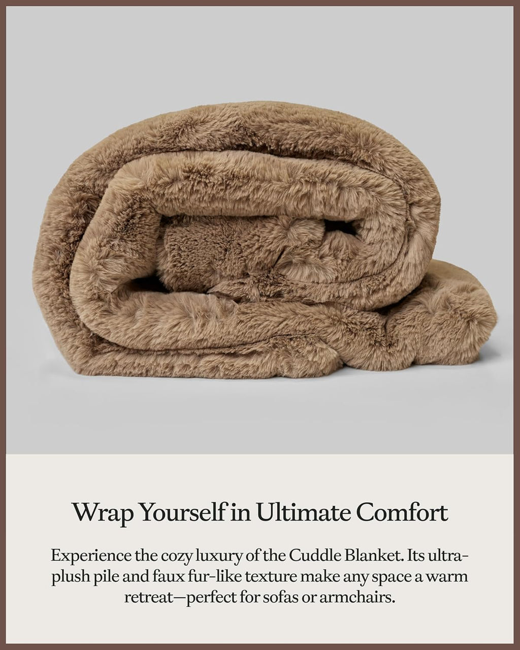 Cozy Earth Cuddle Blanket - Faux Fur Ultra-Soft Luxury Throw Blanket - Thick & Cozy Oversized Design for Lounging or Sharing - Machine Washable - Oversize Throw 80" x 60" Walnut