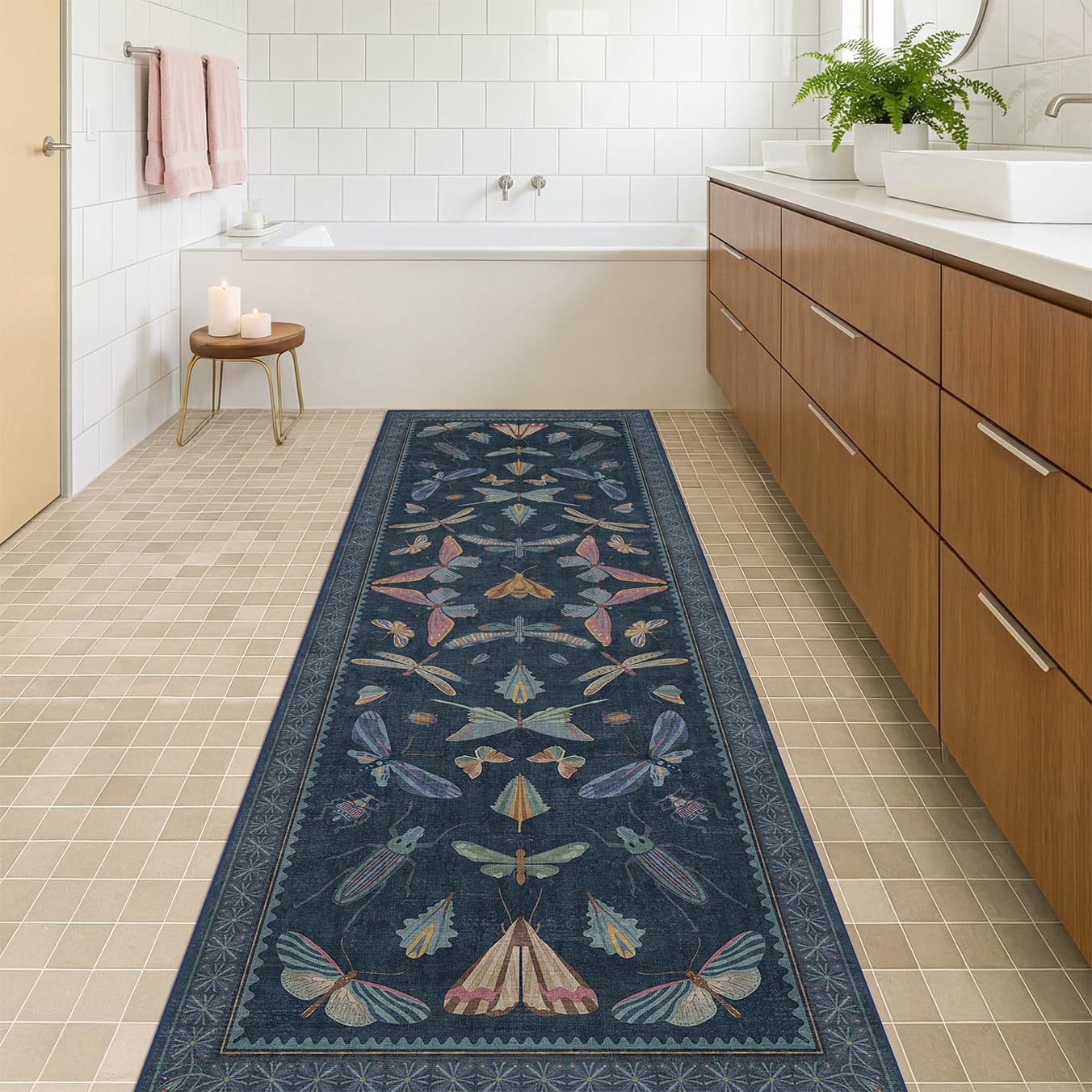 Living Room Rug Black Boho 6x9 - Dining Room Rugs for Under Table, Bedroom, Insect Bug Eclectic Home Décor, Washable Non Slip Foldable