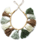 Decocove Tassel Garland - Boho Tassel Garland with Wood Beads - Wall Decor for Dorm, Girls Room and Nursery Room - Olive Green (50 inch)