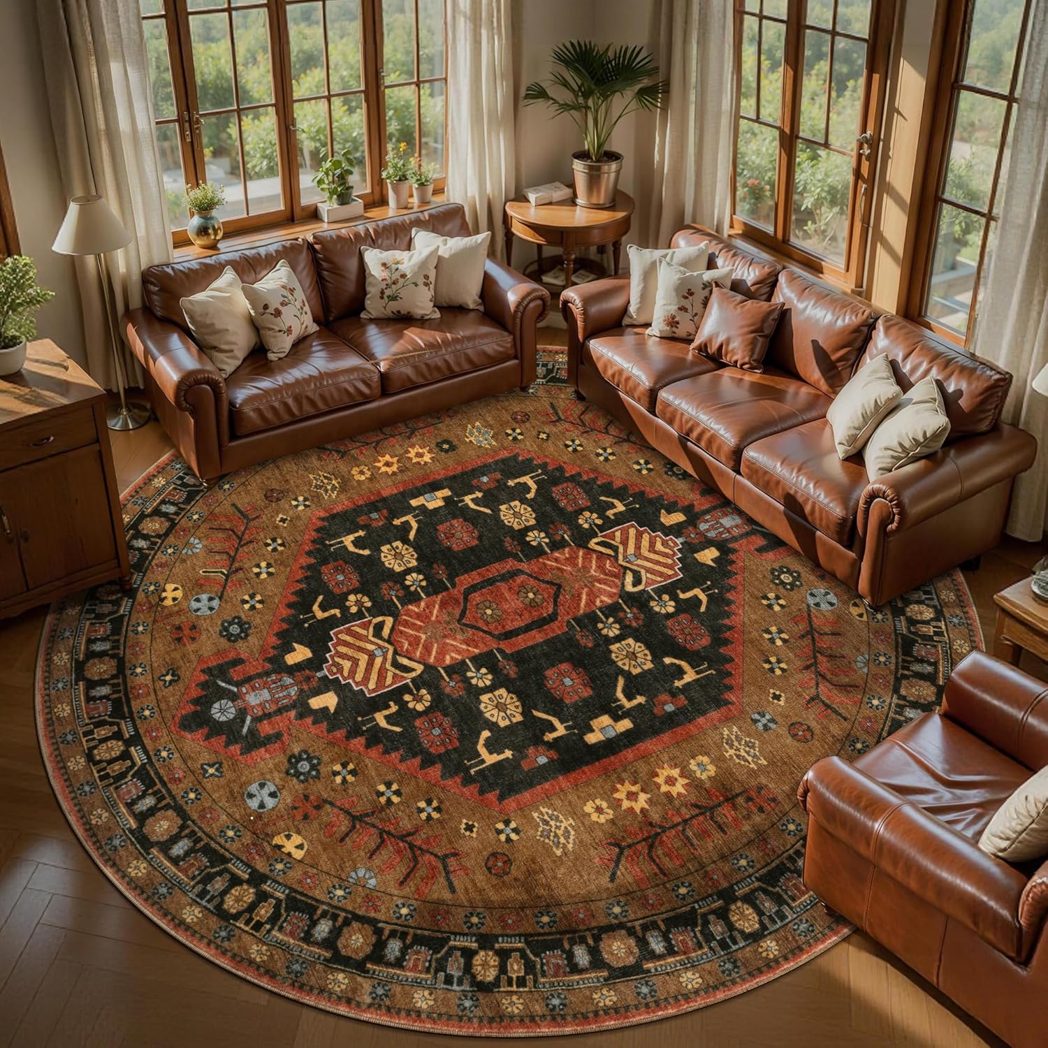 Ciicool 6x9ft Area Rug, Large Washable Throw Rug Vintage Kitchen Carpet for Entrance Bedroom Bedside Living Room Kitchen Laundry Bathroom Decor