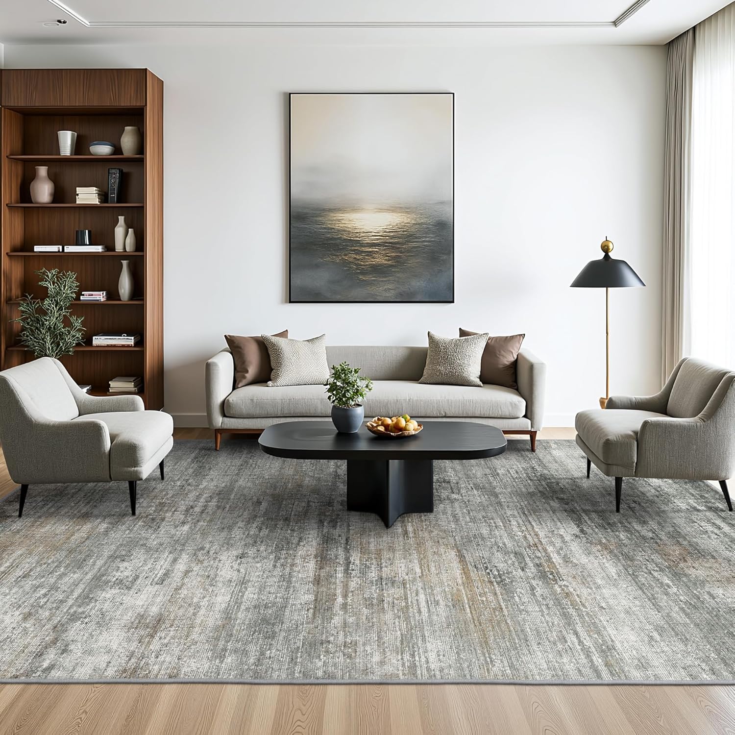 Machine Washable Rug 8x10 Area Rugs for Living Room Bedroom, Large Turquoise Abstract Area Rug Soft Throw Rugs, Low-Pile Floor Carpet with Non Slip Rubber Backing