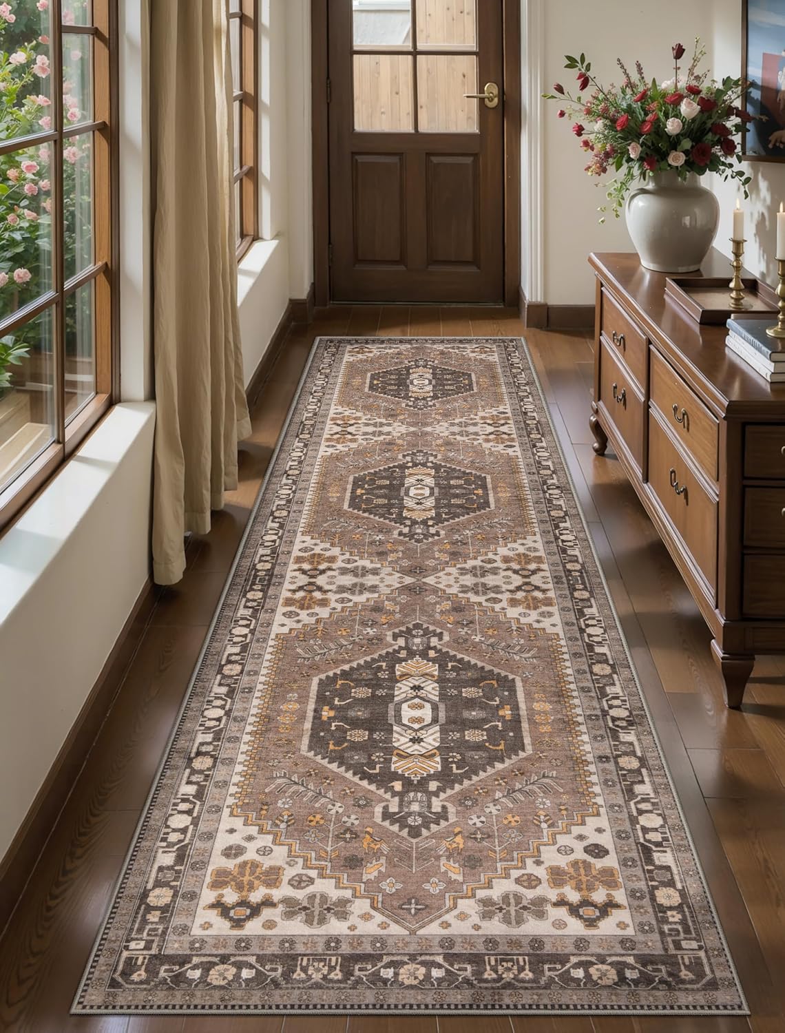 Ciicool 6x9ft Area Rug, Large Washable Throw Rug Vintage Kitchen Carpet for Entrance Bedroom Bedside Living Room Kitchen Laundry Bathroom Decor