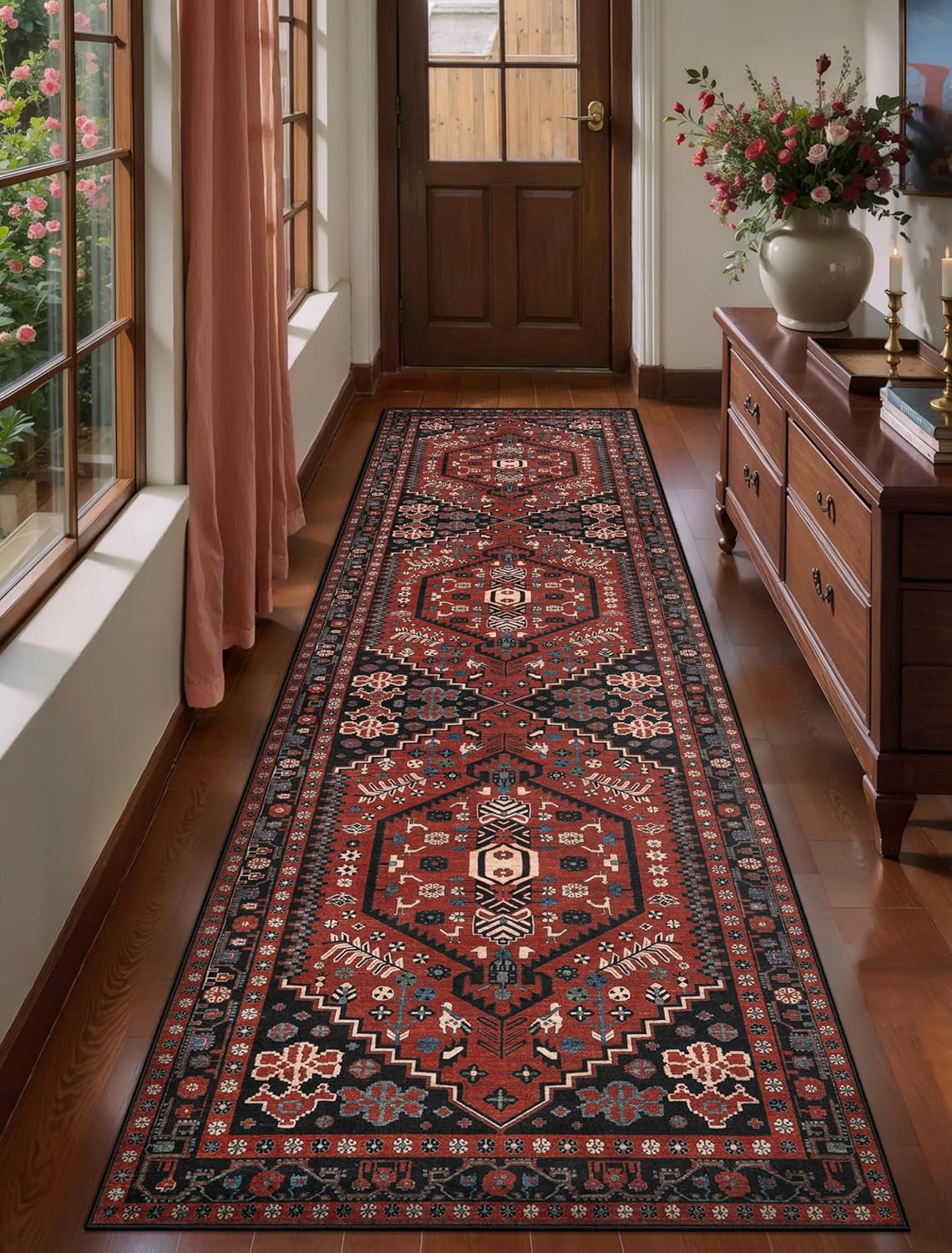 Ciicool 6x9ft Area Rug, Large Washable Throw Rug Vintage Kitchen Carpet for Entrance Bedroom Bedside Living Room Kitchen Laundry Bathroom Decor