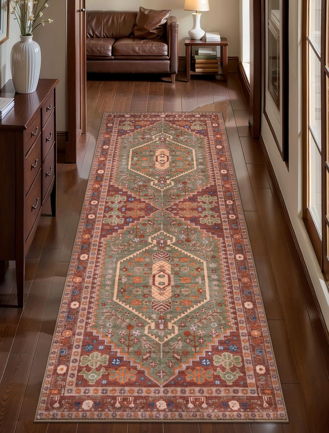 Ciicool 6x9ft Area Rug, Large Washable Throw Rug Vintage Kitchen Carpet for Entrance Bedroom Bedside Living Room Kitchen Laundry Bathroom Decor