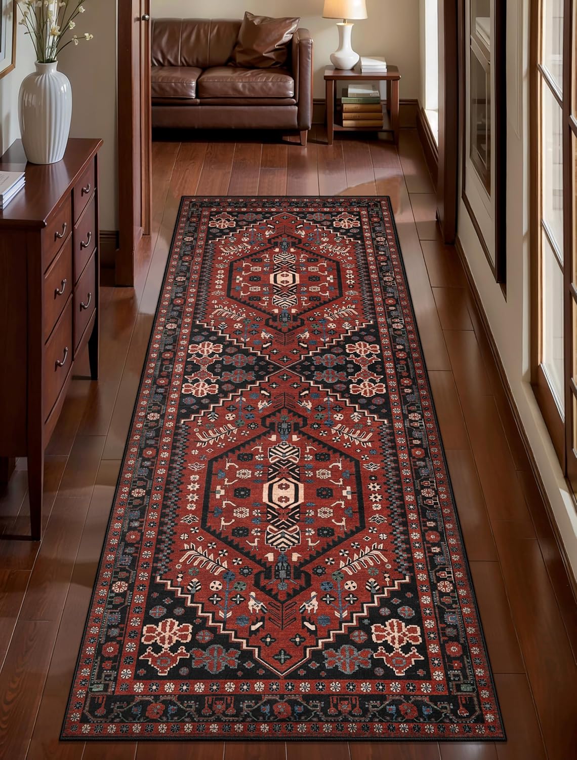 Ciicool 6x9ft Area Rug, Large Washable Throw Rug Vintage Kitchen Carpet for Entrance Bedroom Bedside Living Room Kitchen Laundry Bathroom Decor