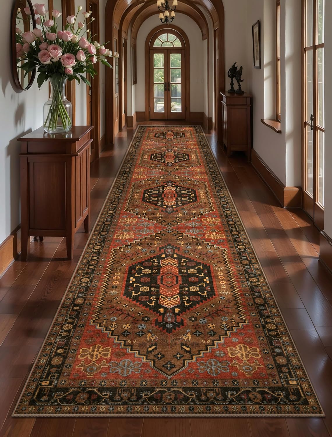 Ciicool 6x9ft Area Rug, Large Washable Throw Rug Vintage Kitchen Carpet for Entrance Bedroom Bedside Living Room Kitchen Laundry Bathroom Decor