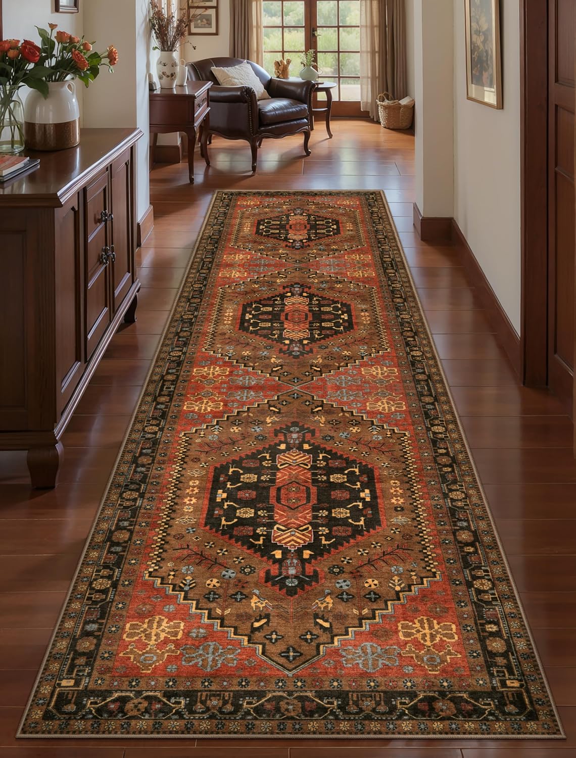 Ciicool 6x9ft Area Rug, Large Washable Throw Rug Vintage Kitchen Carpet for Entrance Bedroom Bedside Living Room Kitchen Laundry Bathroom Decor