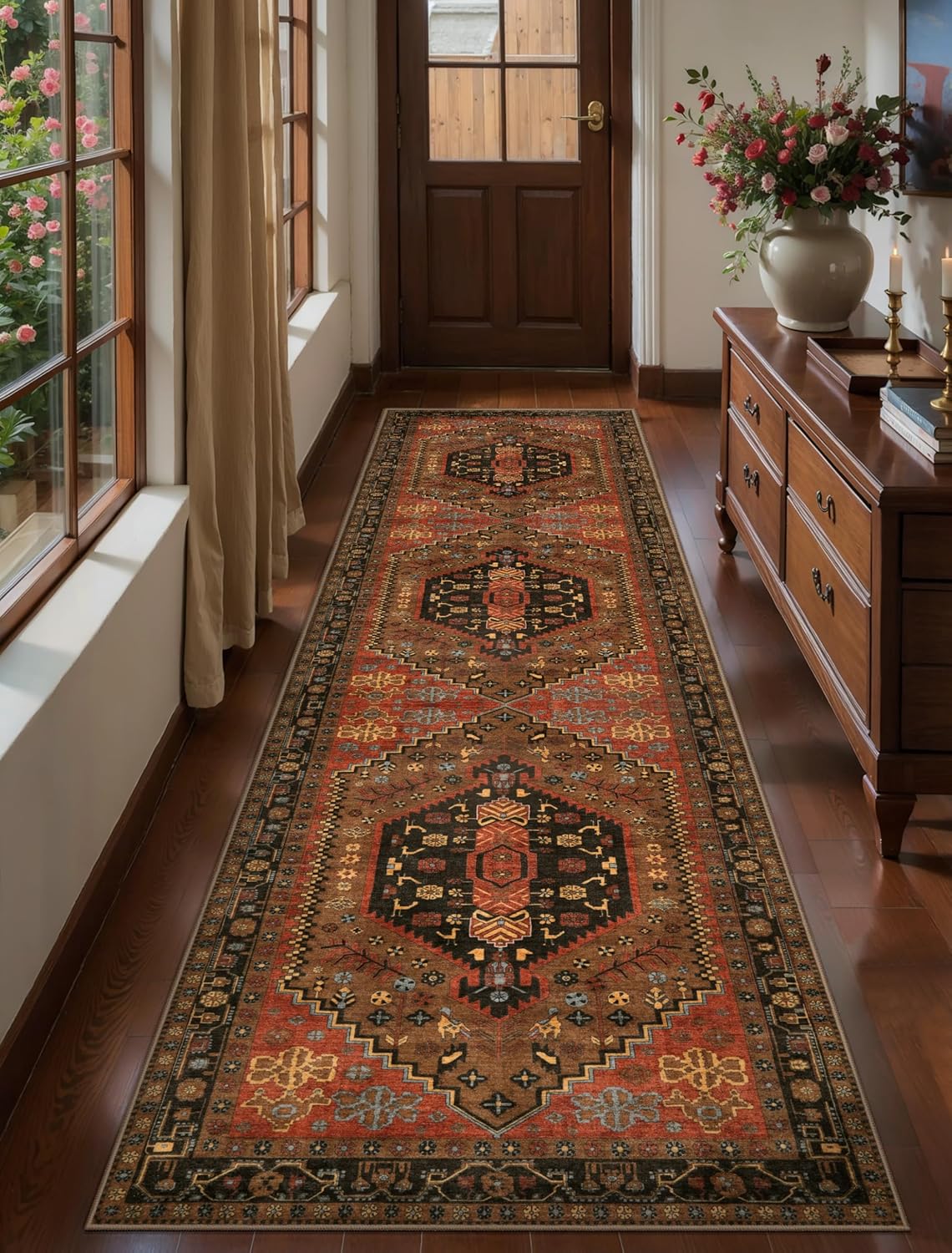 Ciicool 6x9ft Area Rug, Large Washable Throw Rug Vintage Kitchen Carpet for Entrance Bedroom Bedside Living Room Kitchen Laundry Bathroom Decor